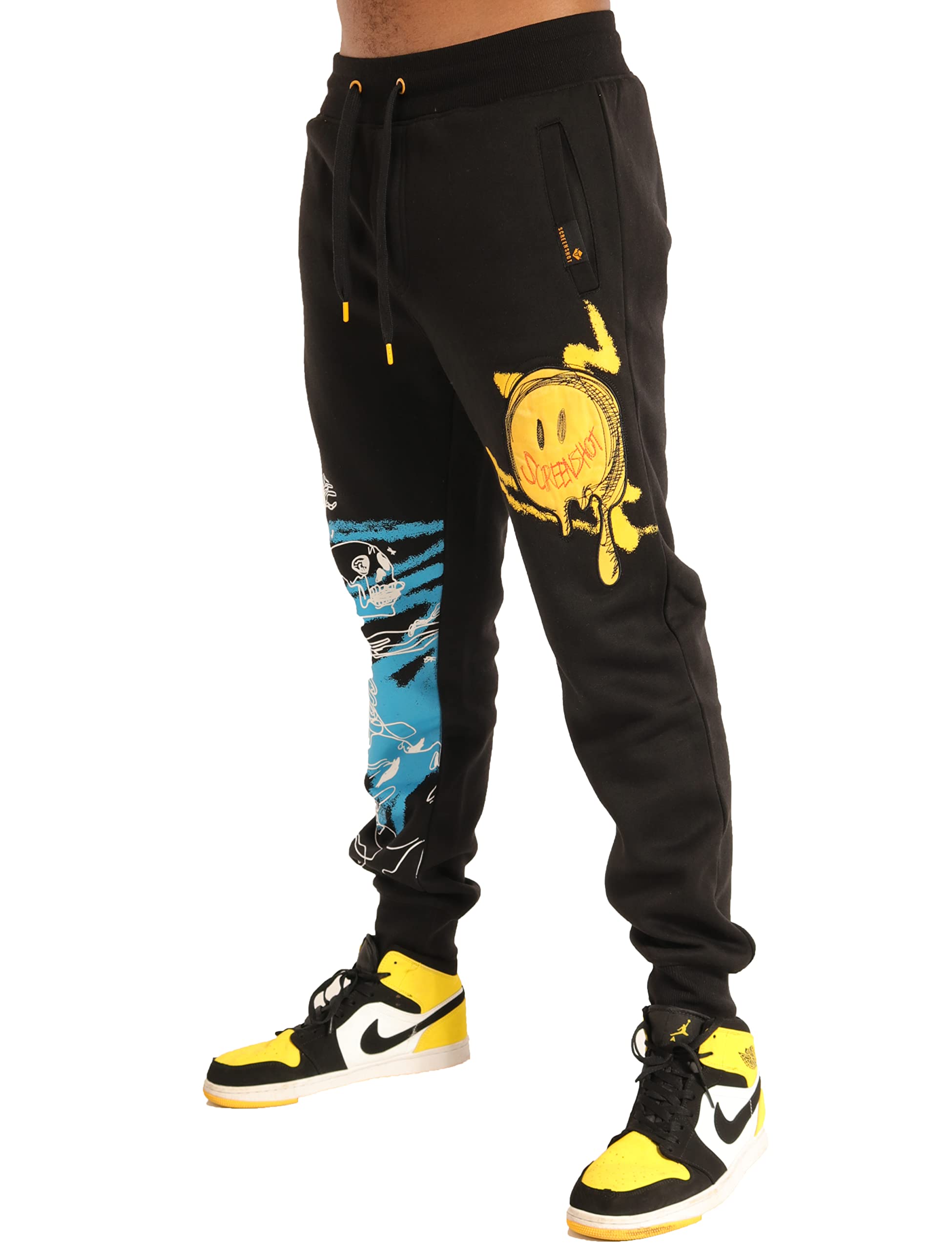 SCREENSHOT Mens Urban NYC Graffiti Hip Hop Fleece Pants Active Fashion Drawstring Sweatpants Bottoms