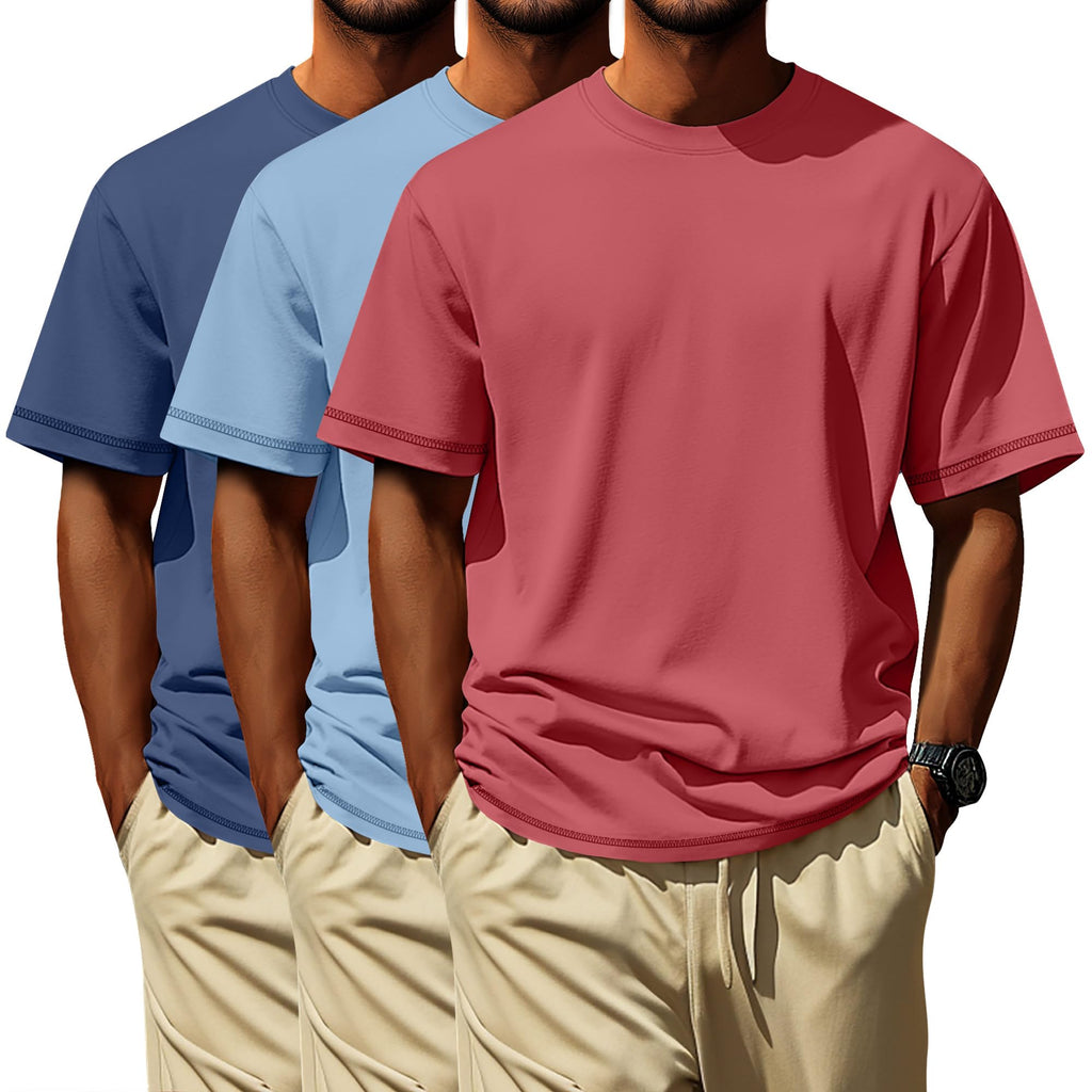 Neer 3 Pack Big and Tall Shirts for Men L-7xl, Short Sleeve Men Crewneck Tops Loose Casual Large T-Shirts Summer Basic Tee