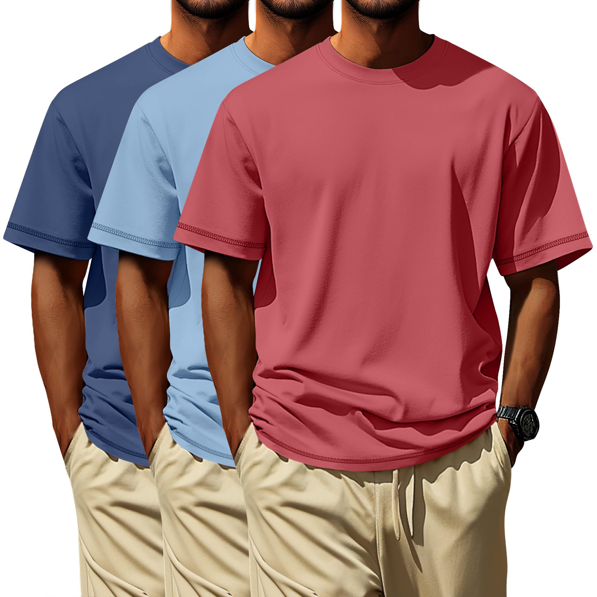 Neer 3 Pack Big and Tall Shirts for Men L-7xl, Short Sleeve Men Crewneck Tops Loose Casual Large T-Shirts Summer Basic Tee