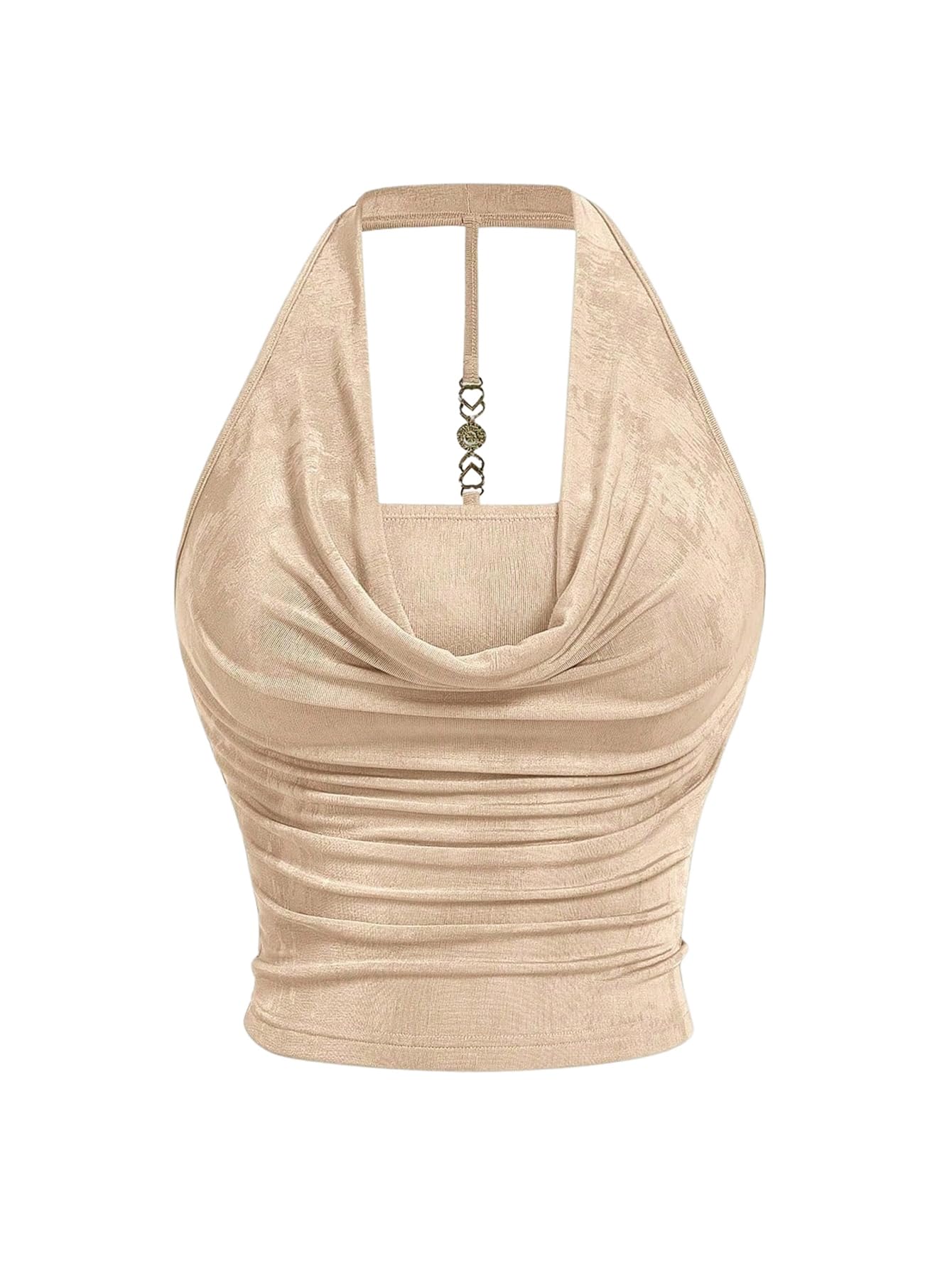 SOLY HUX Women's Plus Size Halter Draped Front Backless Tank Top Sleeveless Y2k Crop Tops