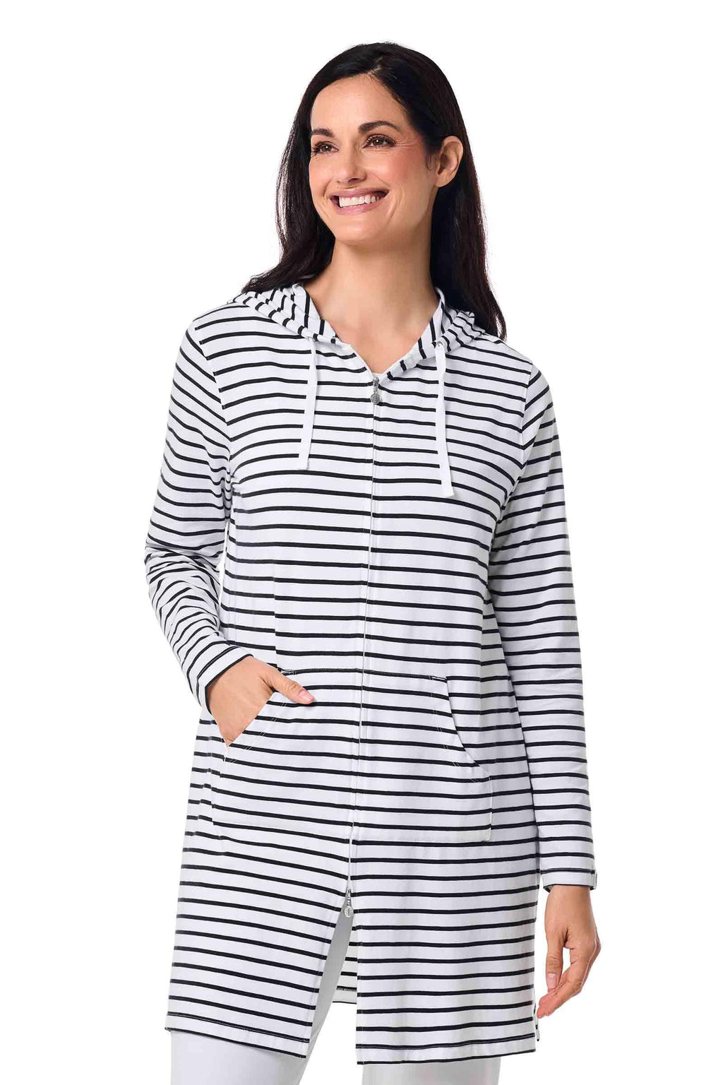 Coolibar Women's Long Zip-Up Hoodie - UPF 50+ Sun Protection - Cabana