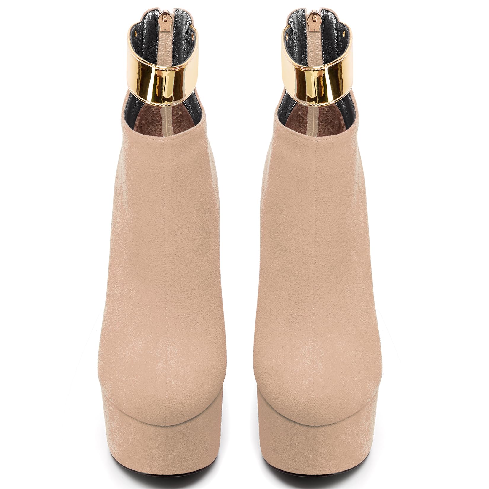 Saekcted Womens Stiletto High Heel Round Toe Platform Ankle Boots Short Bootie Ankle Strap Zipper Dress Shoes Casual Winter 5.9 Inches Heels