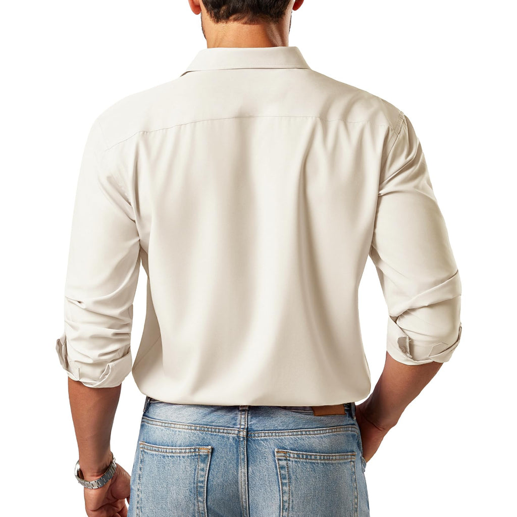 BEFRIED Dress Shirts for Men Big and Tall(XL Big-6XL Big Tall) Button Down Long Sleeve Tuxedo Business Casual Collared Shirt