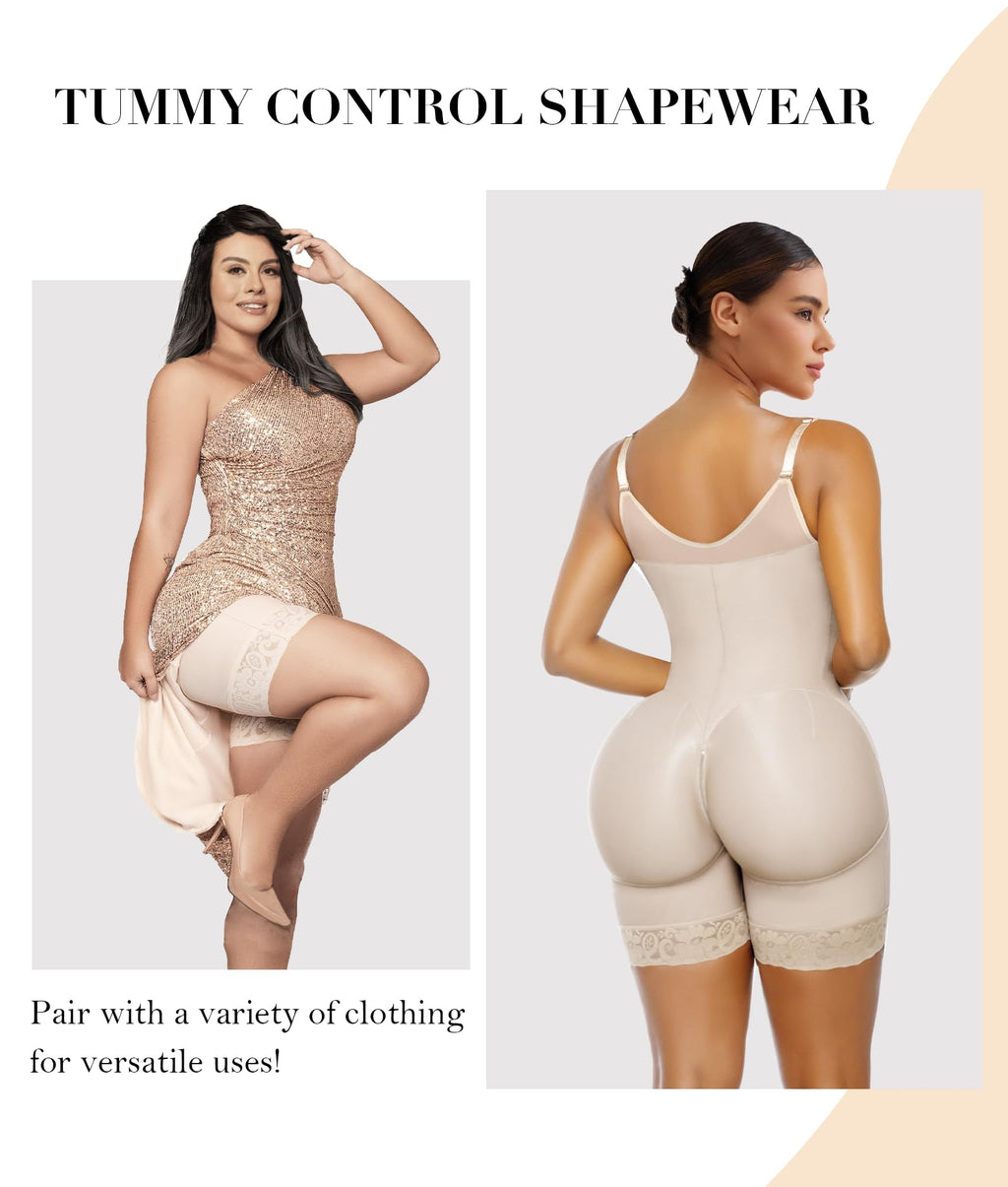 YIANNA Fajas Colombianas Moldeadoras Postpartum Shapewear Tummy Control for Women Butt Lifter Body Shaper with Zipper Crotch