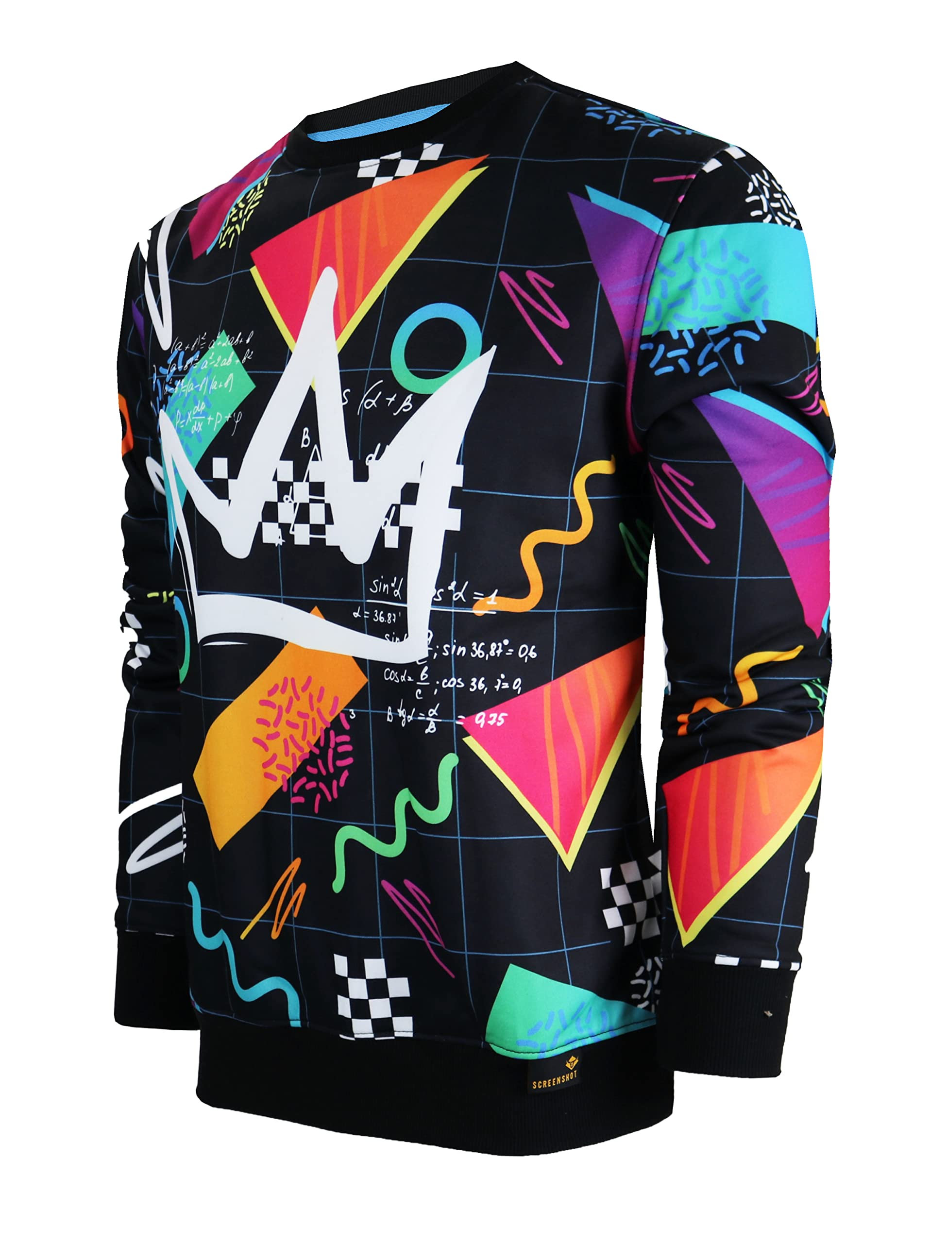 SCREENSHOT Mens Urban NYC Graffiti Hip Hop Fleece Pullover Active Fashion Crew Neck Sweatshirt Top