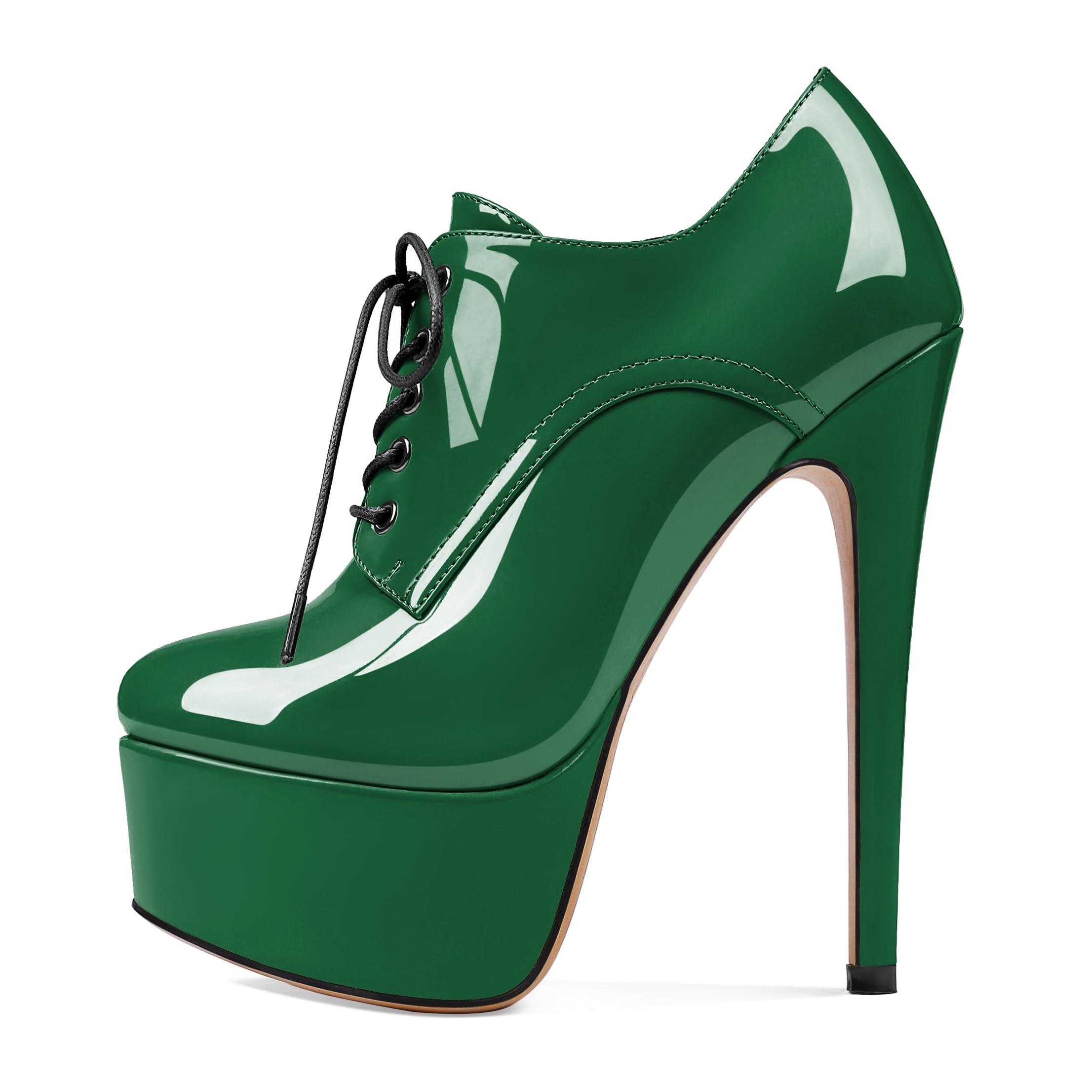 SAMMITOP Women's Round Toe Lace Up Ankle Boots Platform High Heel Pumps Party Dress Shoes