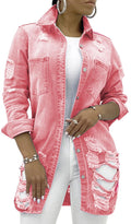 sexycherry Denim Jacket for Women Long Sleeve Classic Trucker Jeans Jackets Coat Outwear with Pocket
