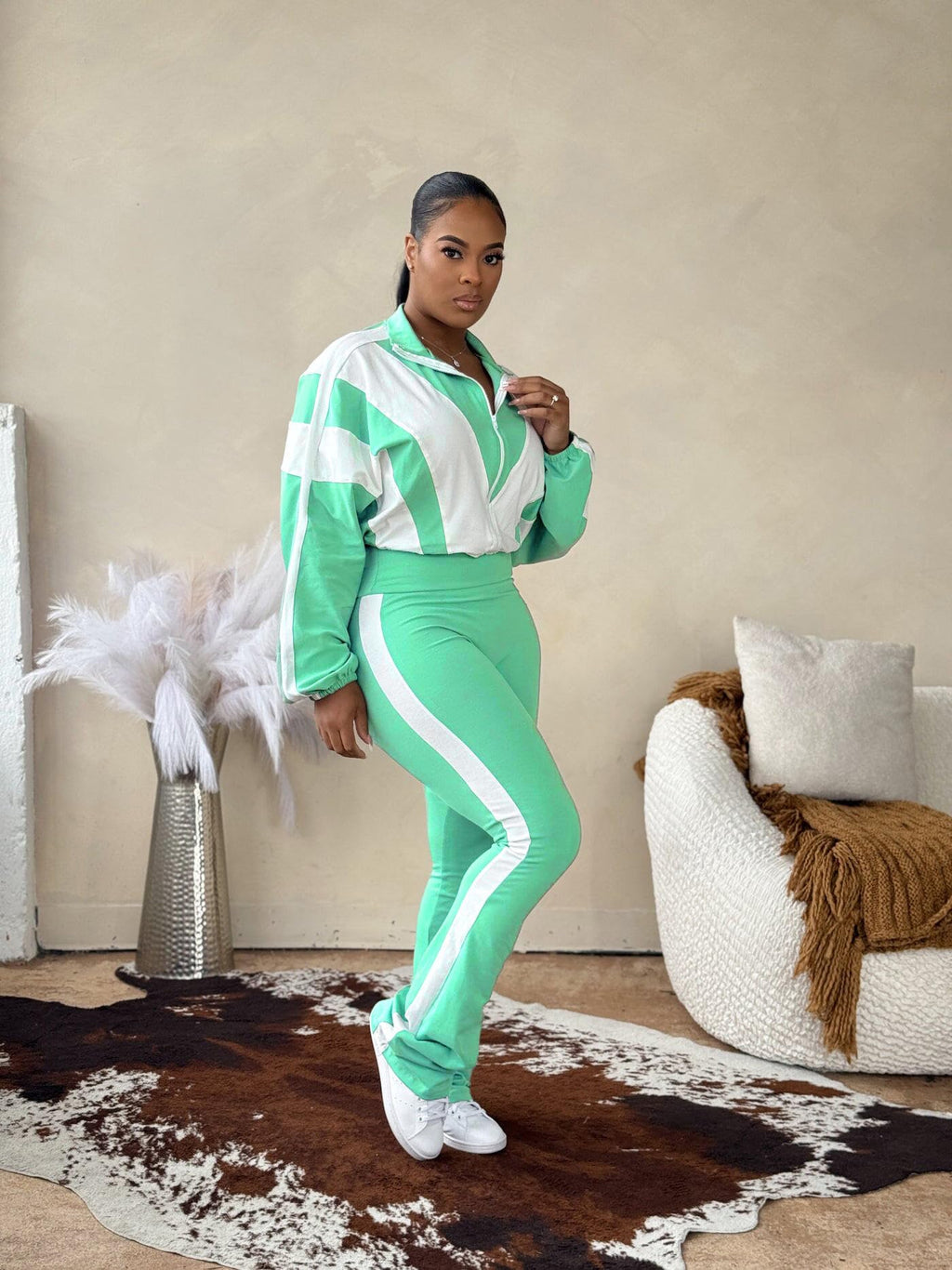 Womens 2 Piece Outfits Sets Casual Jumpsuits Track Suits for Women Set Colorblock Zip Up Cropped Jacket Pants Sweatsuits