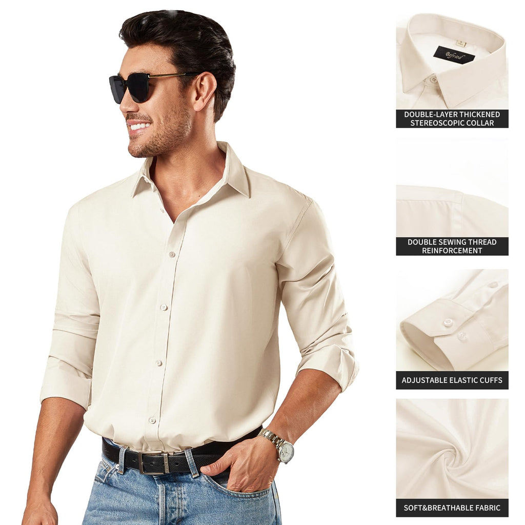 BEFRIED Dress Shirts for Men Big and Tall(XL Big-6XL Big Tall) Button Down Long Sleeve Tuxedo Business Casual Collared Shirt