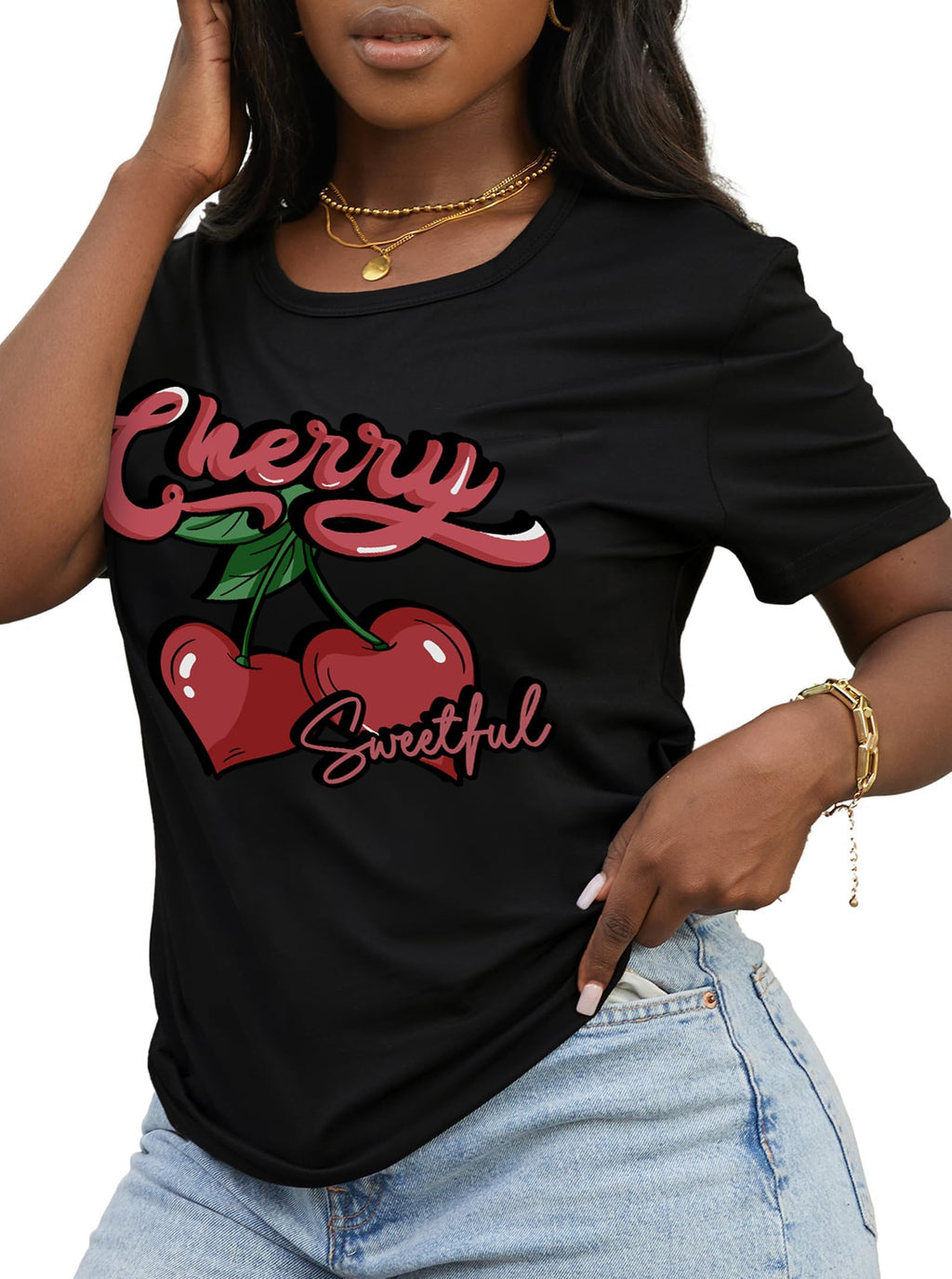 Hilinker Women's Funny Graphic Tees Summer Cute Tops Casual Loose Short Sleeve T Shirts