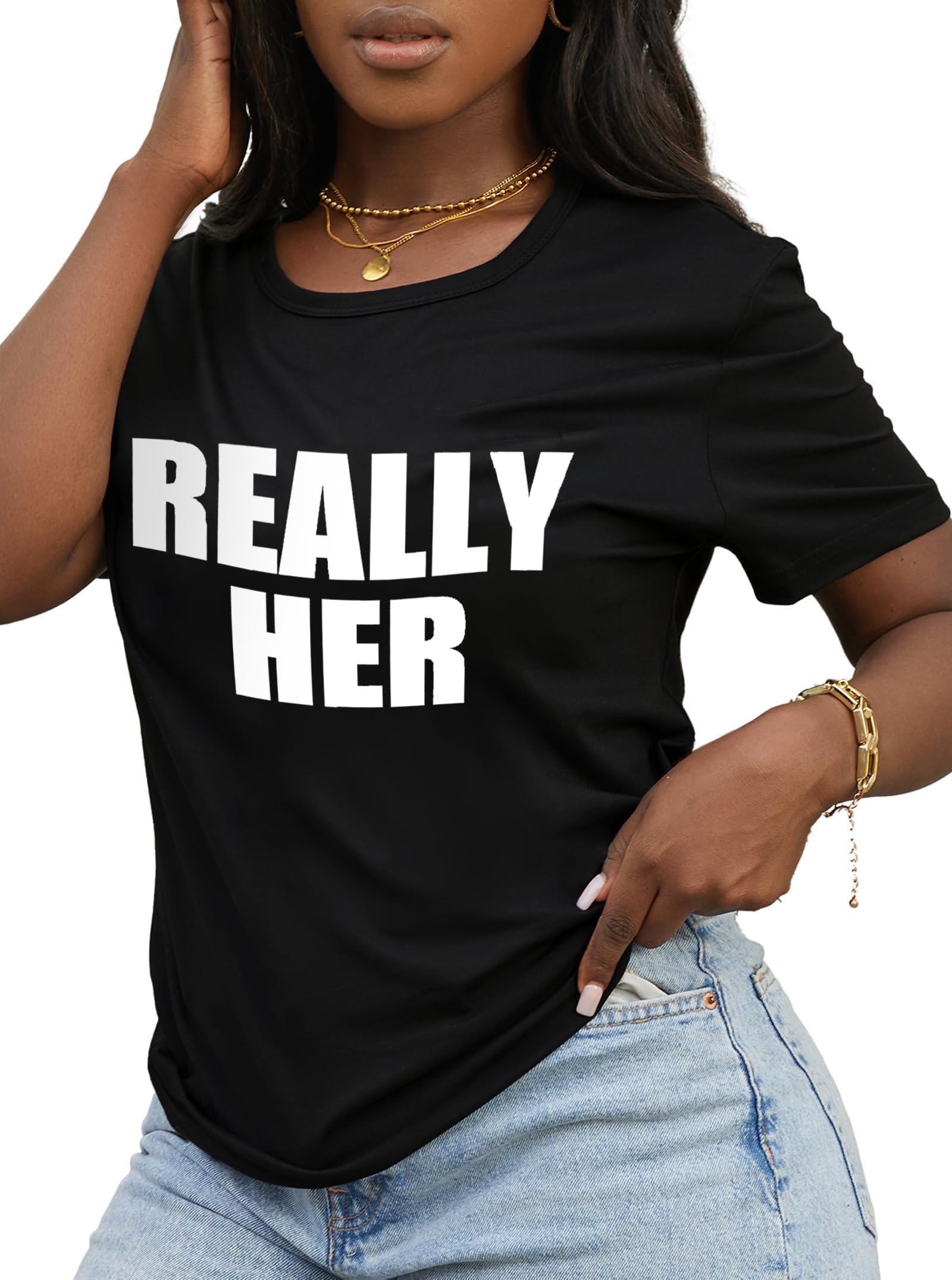 Hilinker Women's Funny Graphic Tees Summer Cute Tops Casual Loose Short Sleeve T Shirts