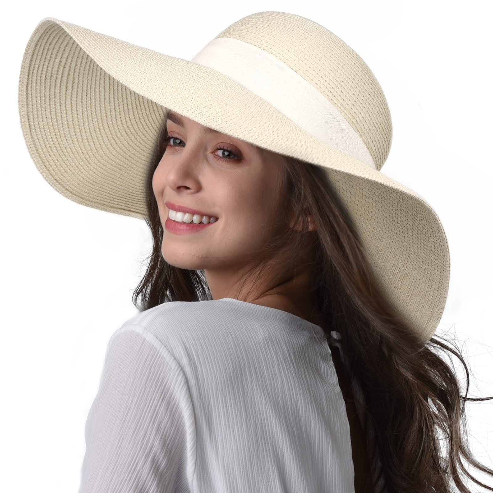 FURTALK Womens Sun Straw Hat Wide Brim UPF 80 Summer Hat Foldable Packable Floppy Beach Hats for Women