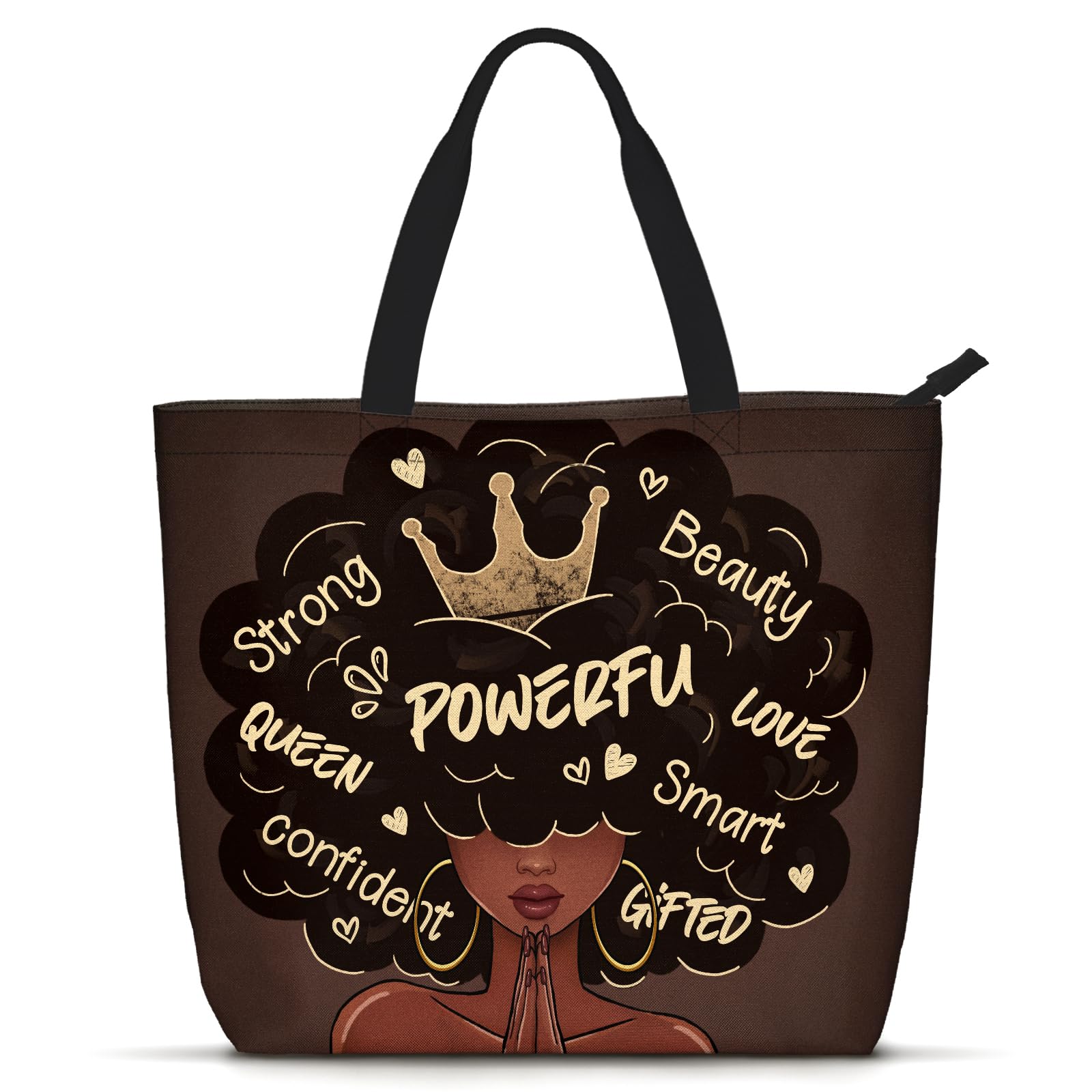 Foinior African American Black Women Tote Bag Black Girl Magic Shoulder Handbag For Work Travel Beach Shopping