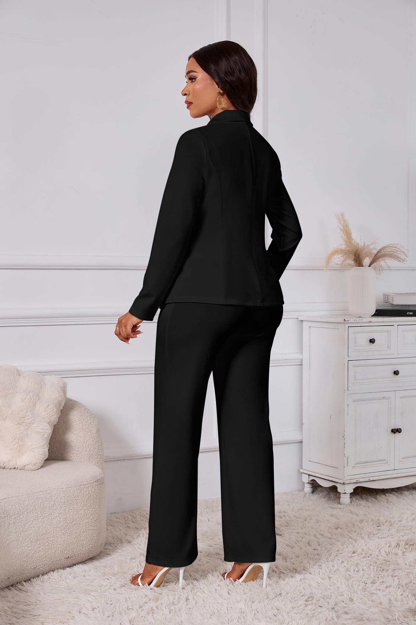 Two Piece Sets for Women Blazer Double Breasted Long Sleeve Jacket Wide Leg Pants Suits Set Business Casual Outfits