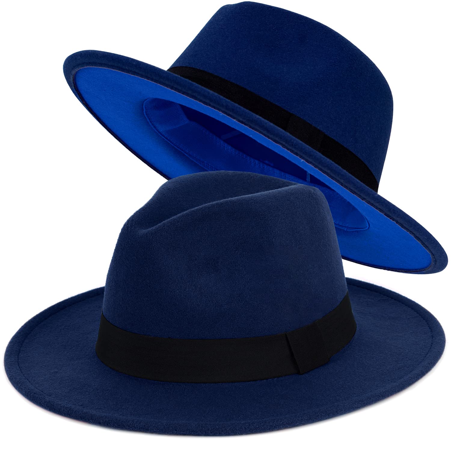 FADACHY Trendy Fedora Hats for Men & Women Wide Brim Felt Hat Dress Panama Hat Two Tone Fedora