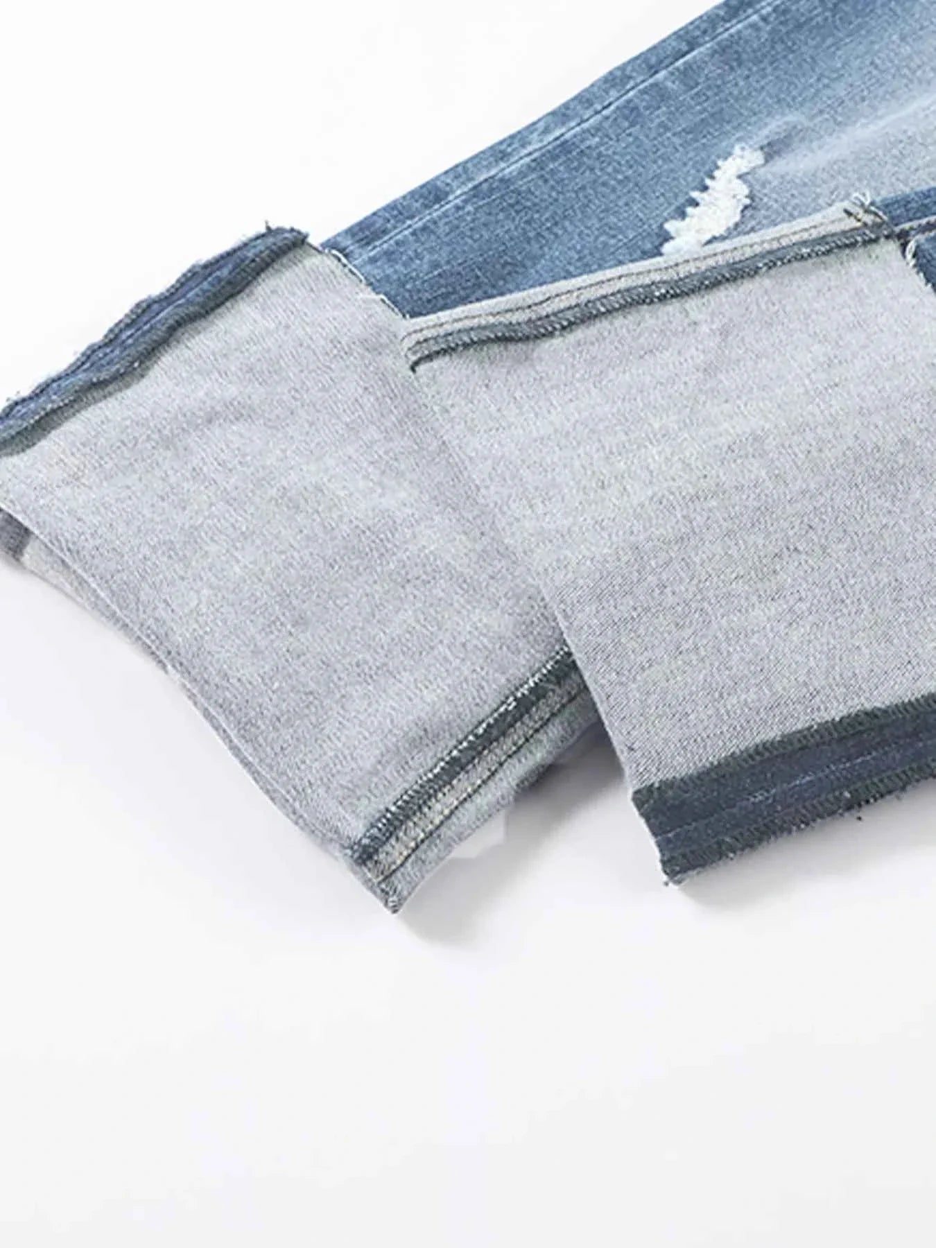 High Waist Distressed Straight Leg Jeans
