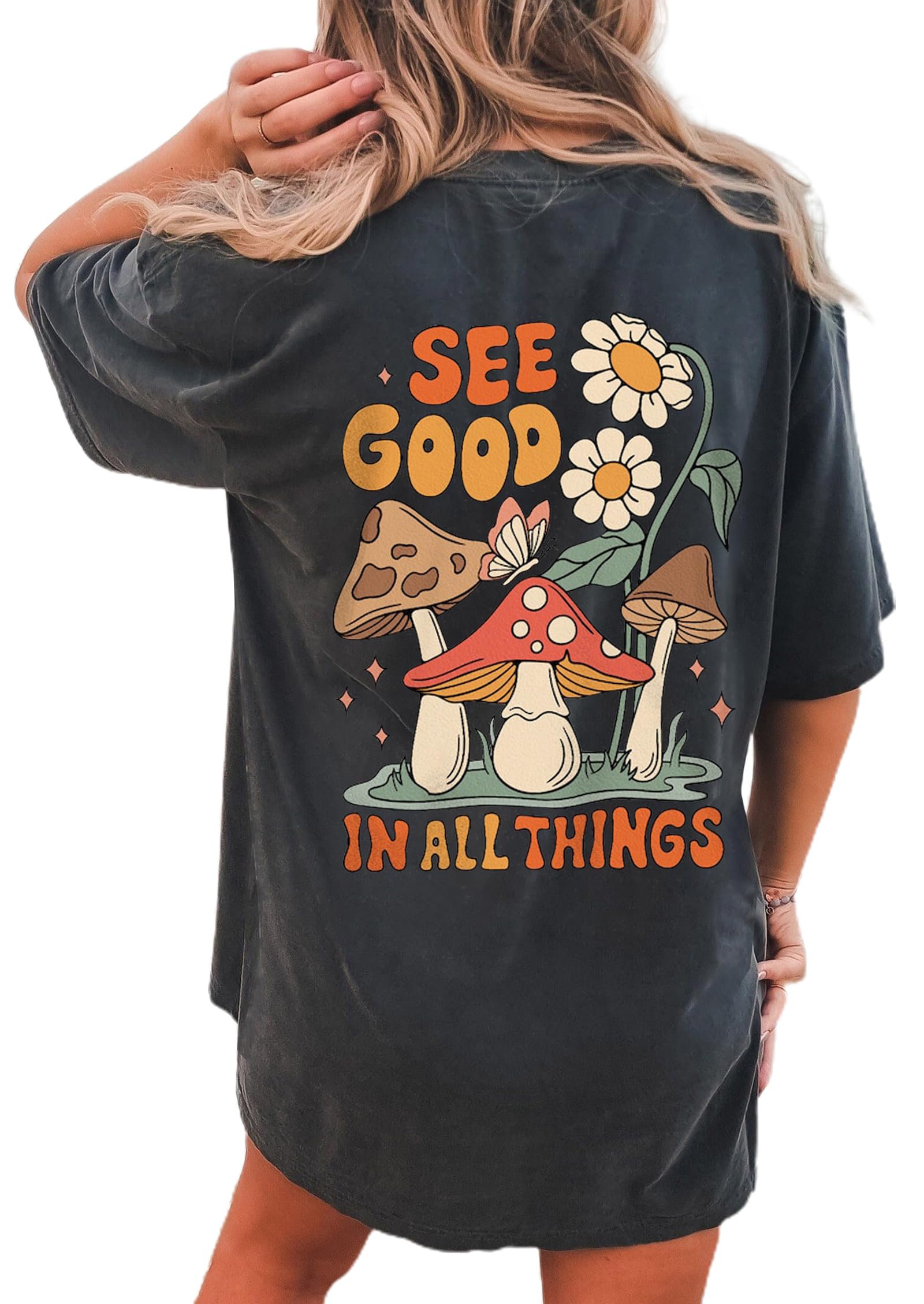 CSDAJIO Women's Trendy Oversized T Shirt Graphic Tee Crewneck Short Sleeve Loose Cute Going Out Summer Tops