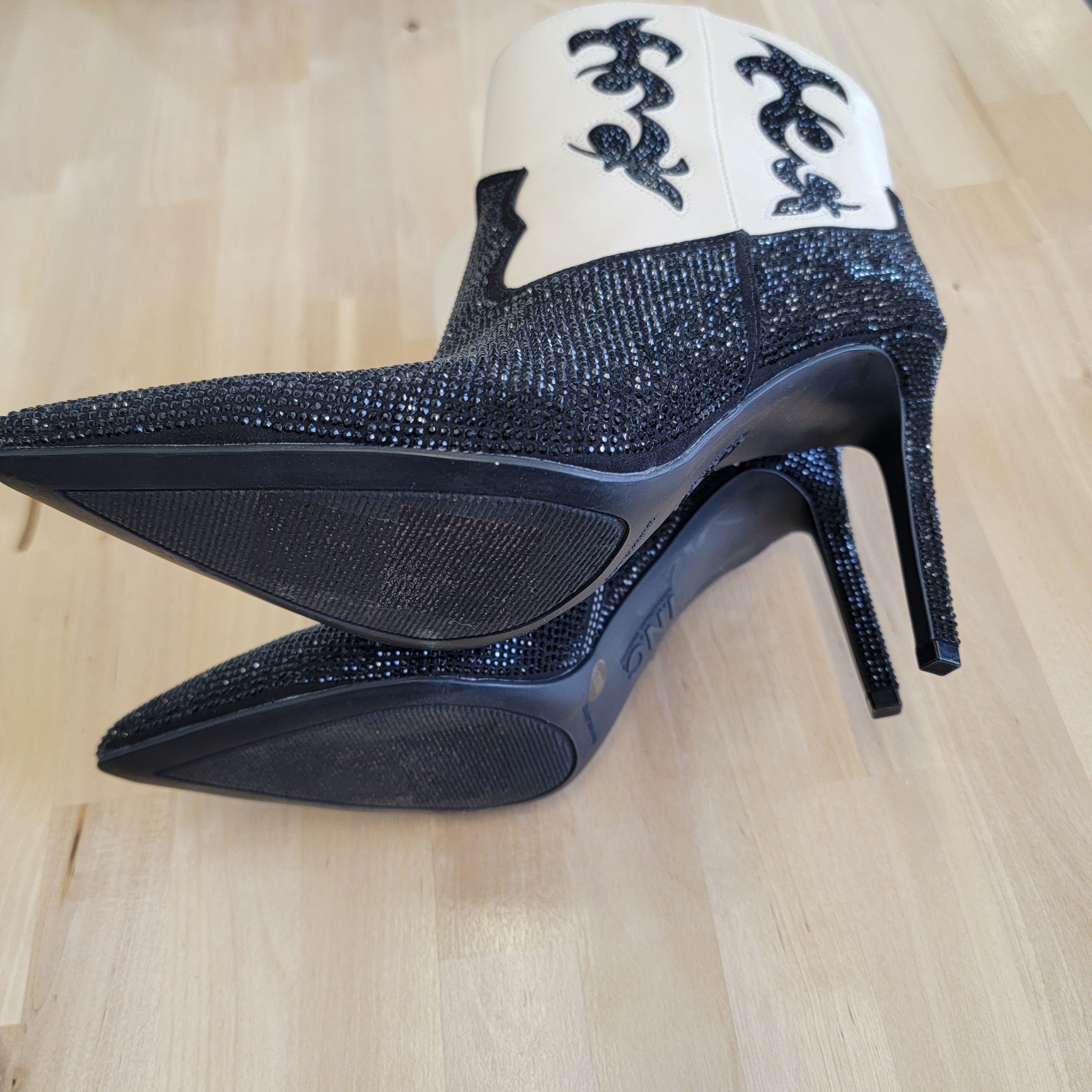 INC Shoe Size 8.5 Black & Cream Western Bling Bootie NWT
