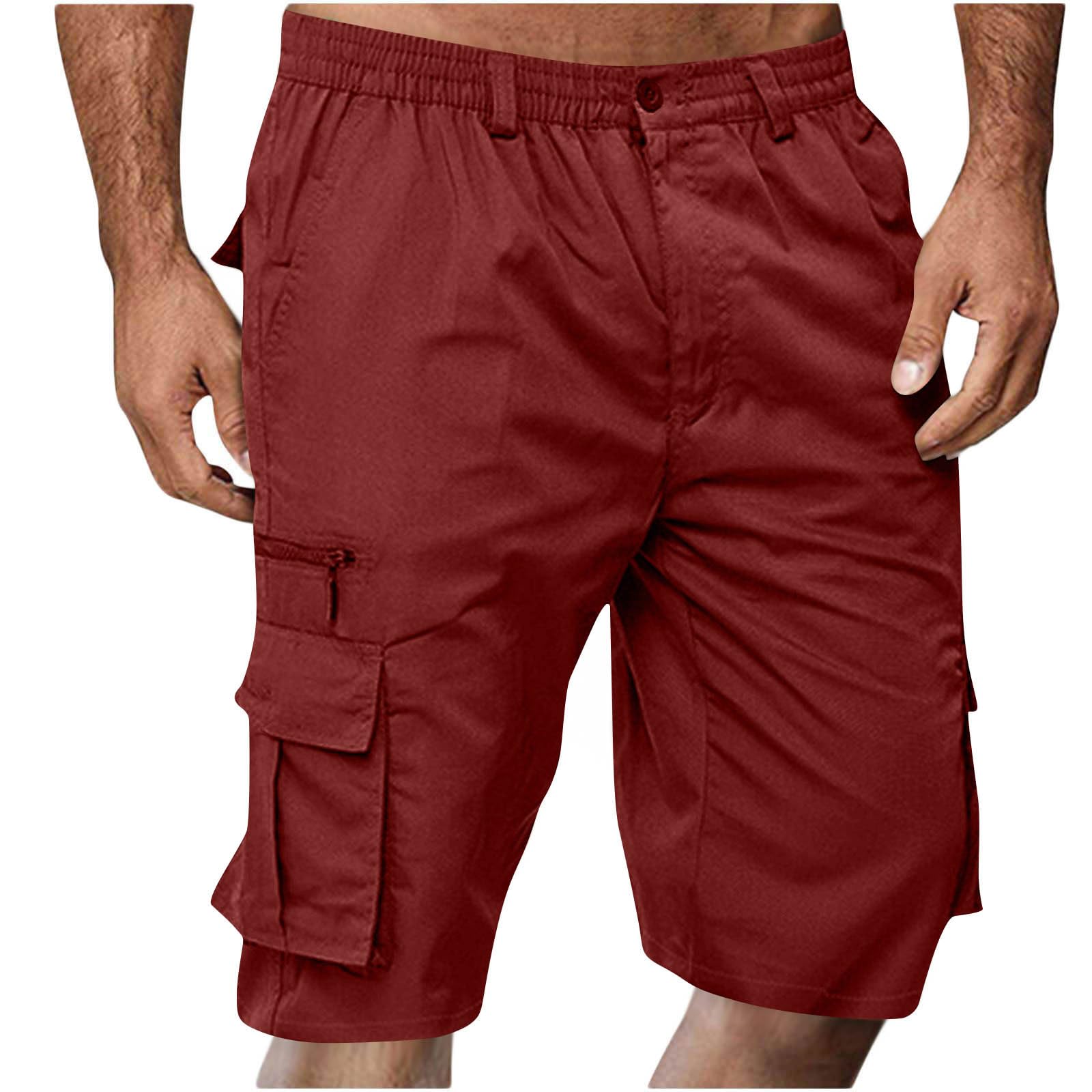SMIDOW Cargo Shorts for Men - Big and Tall Casual Summer Elastic Waist Outdoor Work Hiking Cargo Short Pants with Pockets