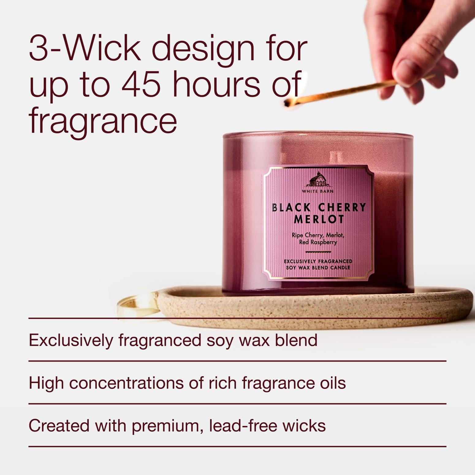 Bath & Body Works 3-Wick Candle, Long-Lasting Burn Up to 45 Hours, Exclusively Fragranced Soy Wax Blend