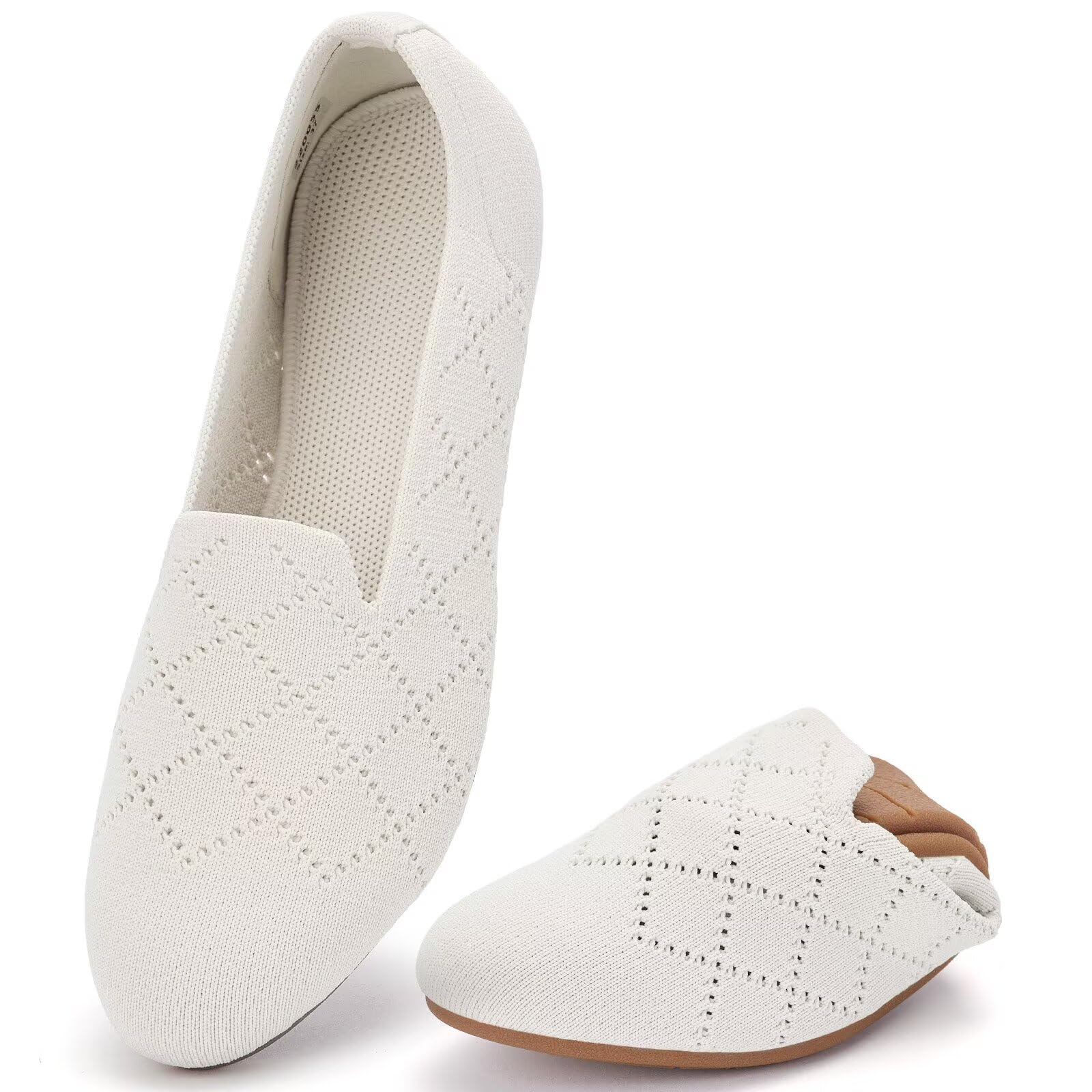 poemlady Women’s Ballet Flat Shoes Dress Shoes Knit Round Toe Slip On Ballerina Walking Flats Shoes for Woman Low Wedge Casual