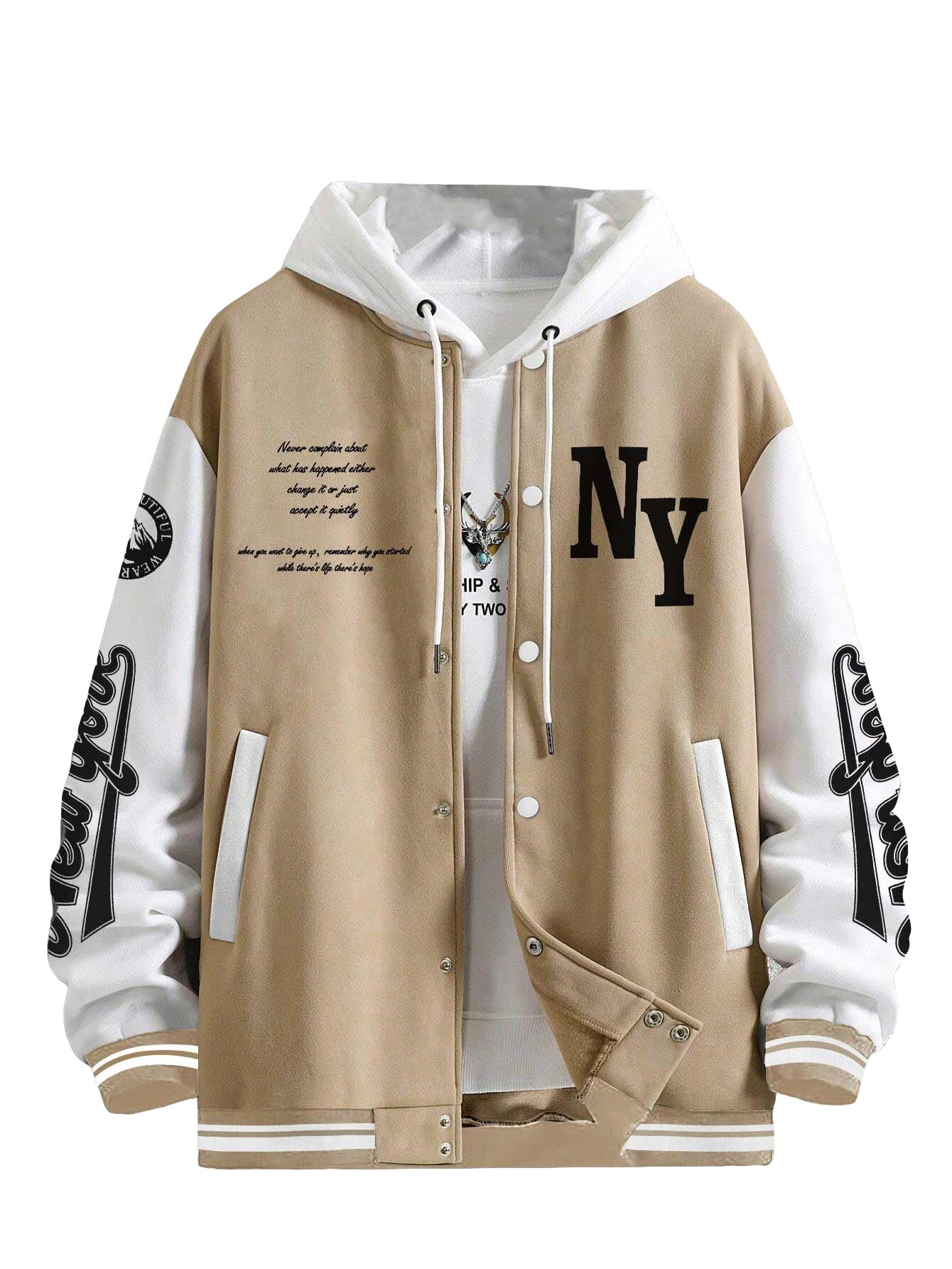 SOLY HUX Men's Varsity Jacket Color Block Letter Graphic Long Sleeve Baseball Jacket Bomber Coat