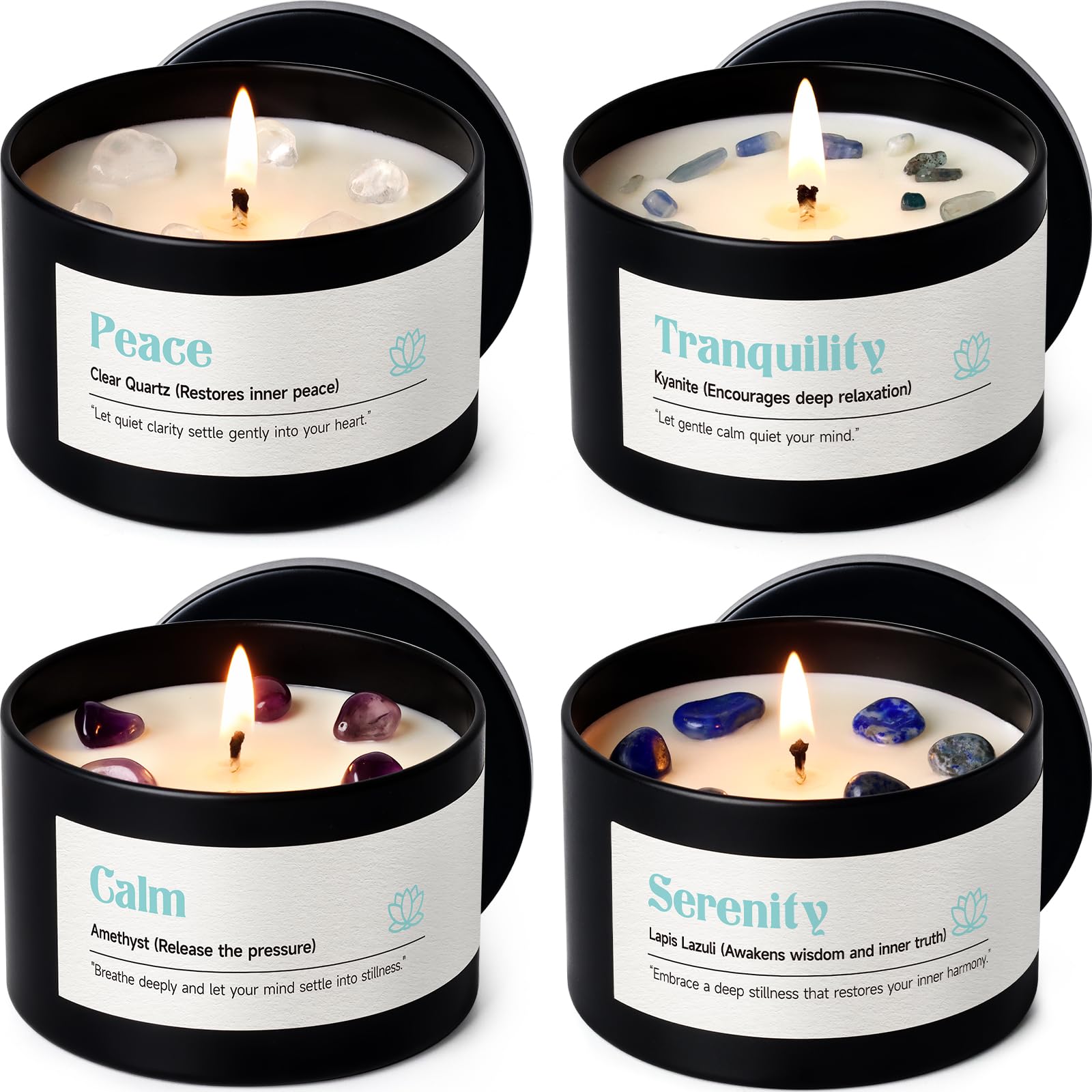 AOOVOO Crystal Candles Set for Women - 4 Pack 26 oz Soy Wax Candles for Home Scented, 200 Hour Long Lasting Candle