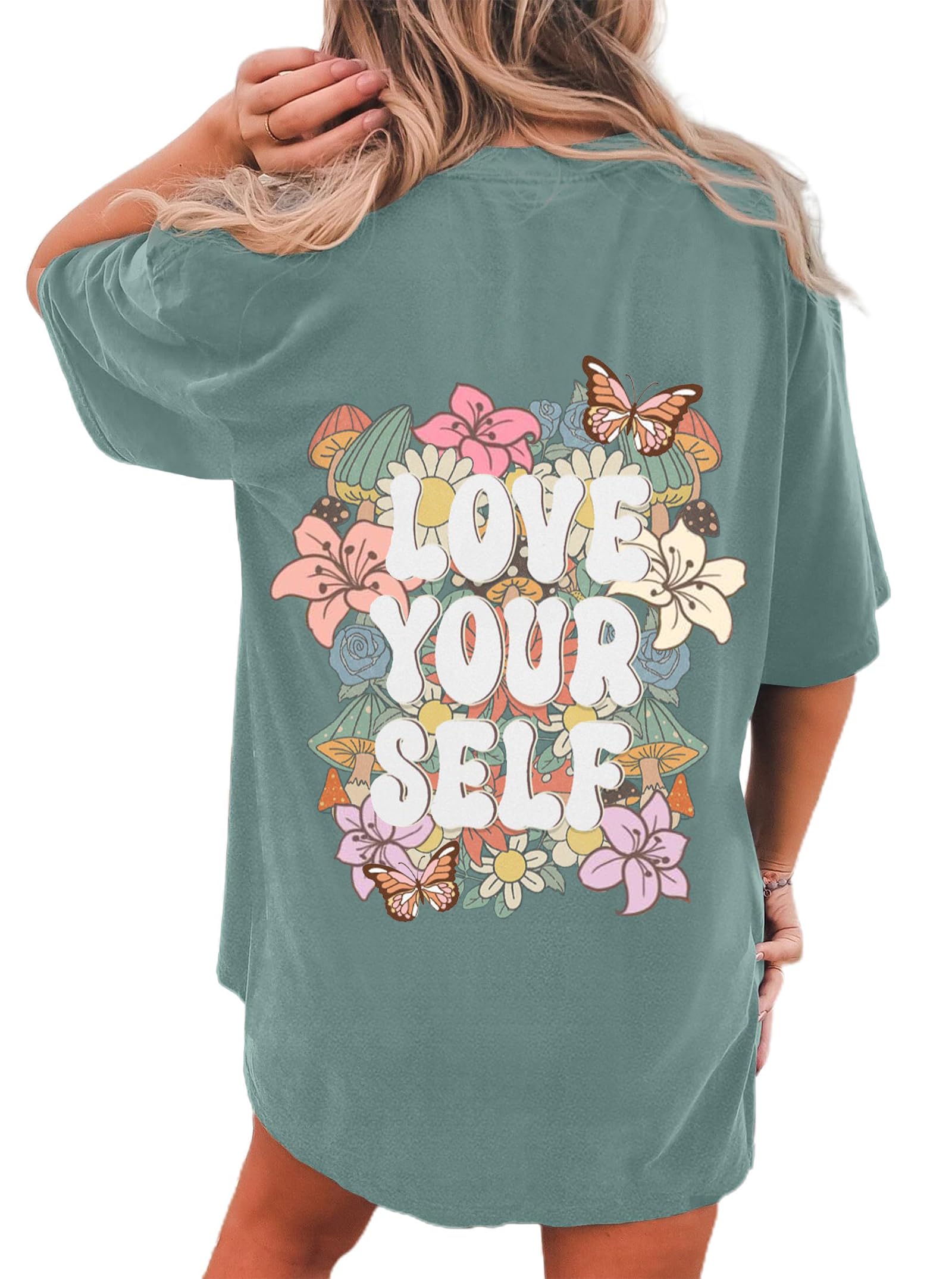 CSDAJIO Women's Trendy Oversized T Shirt Graphic Tee Crewneck Short Sleeve Loose Cute Going Out Summer Tops