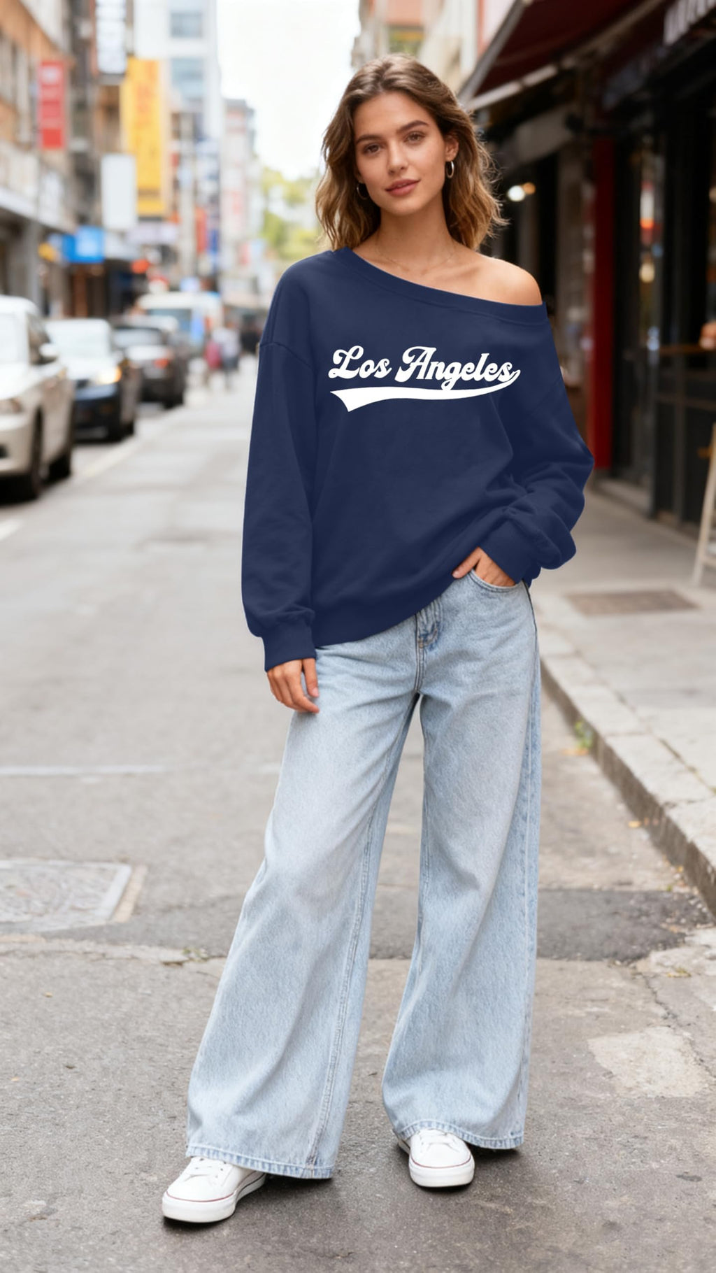 FASHGL Women's Off The Shoulder Sweatshirts Tops Oversized Sweatshirt Streetwear Y2K Jersey Number Graphic Long Sleeve