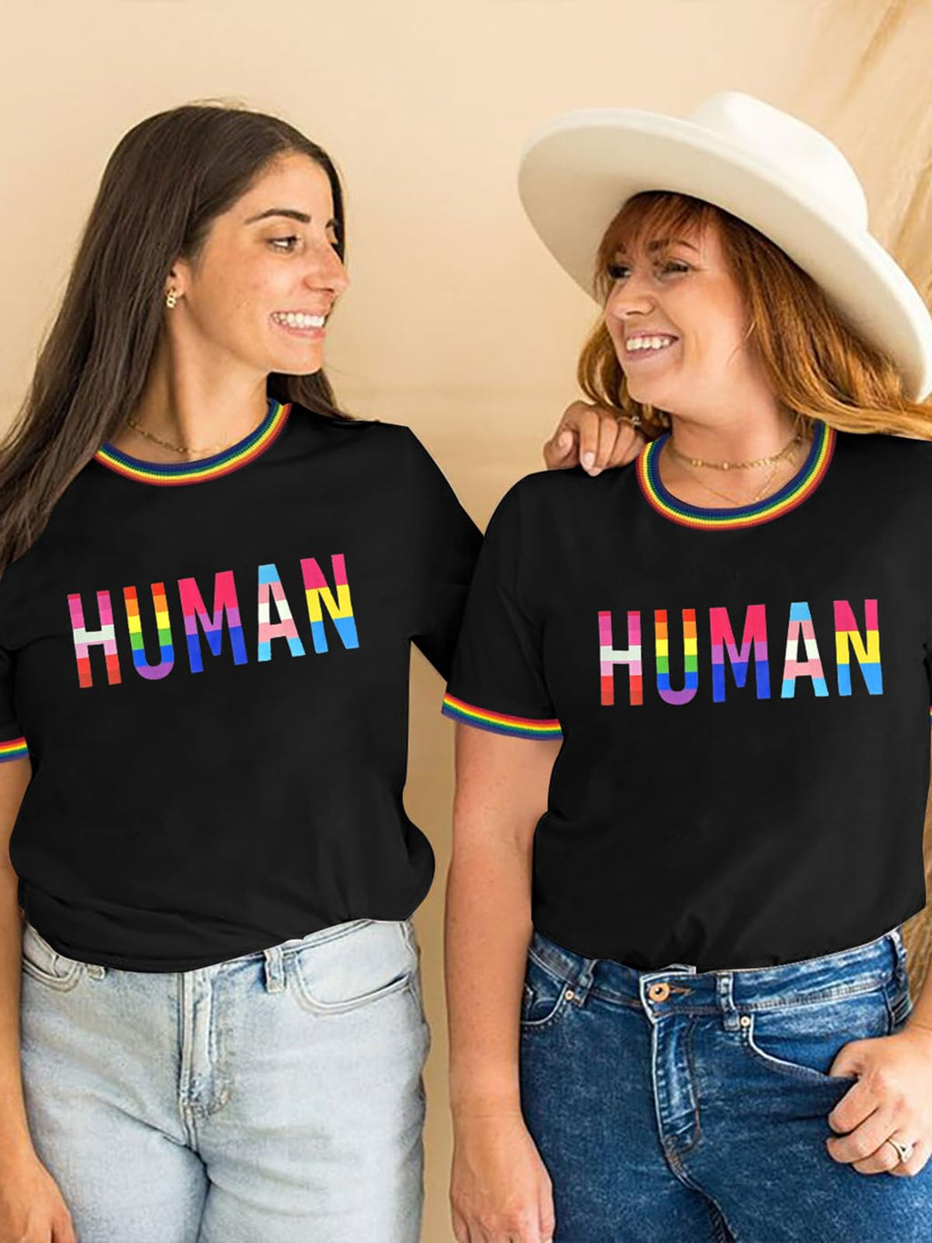 YZMI Pride Shirts for Women Pride Month Rainbow Graphic T-Shirt LGBTQ Support Red Ringer Tee