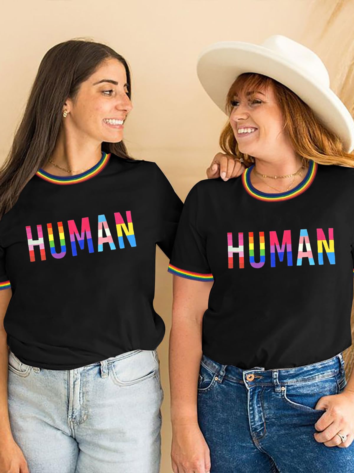 YZMI Pride Shirts for Women Pride Month Rainbow Graphic T-Shirt LGBTQ Support Red Ringer Tee