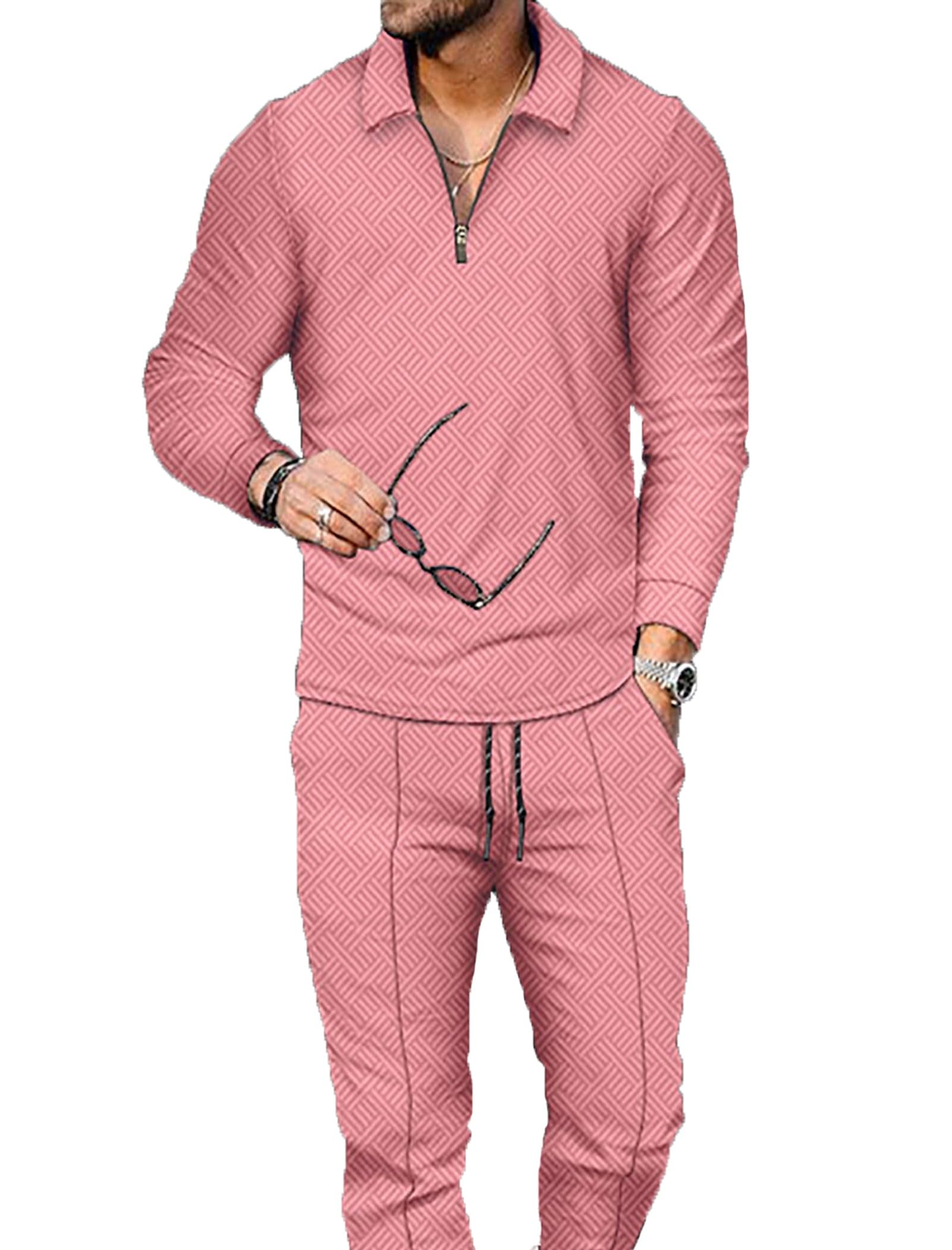Kubsid Mens Tracksuit Set 2 Piece Long Sleeve Polo Shirt and Pants Jogging Sweatsuits Sets Casual Fashion Vacation Outfits
