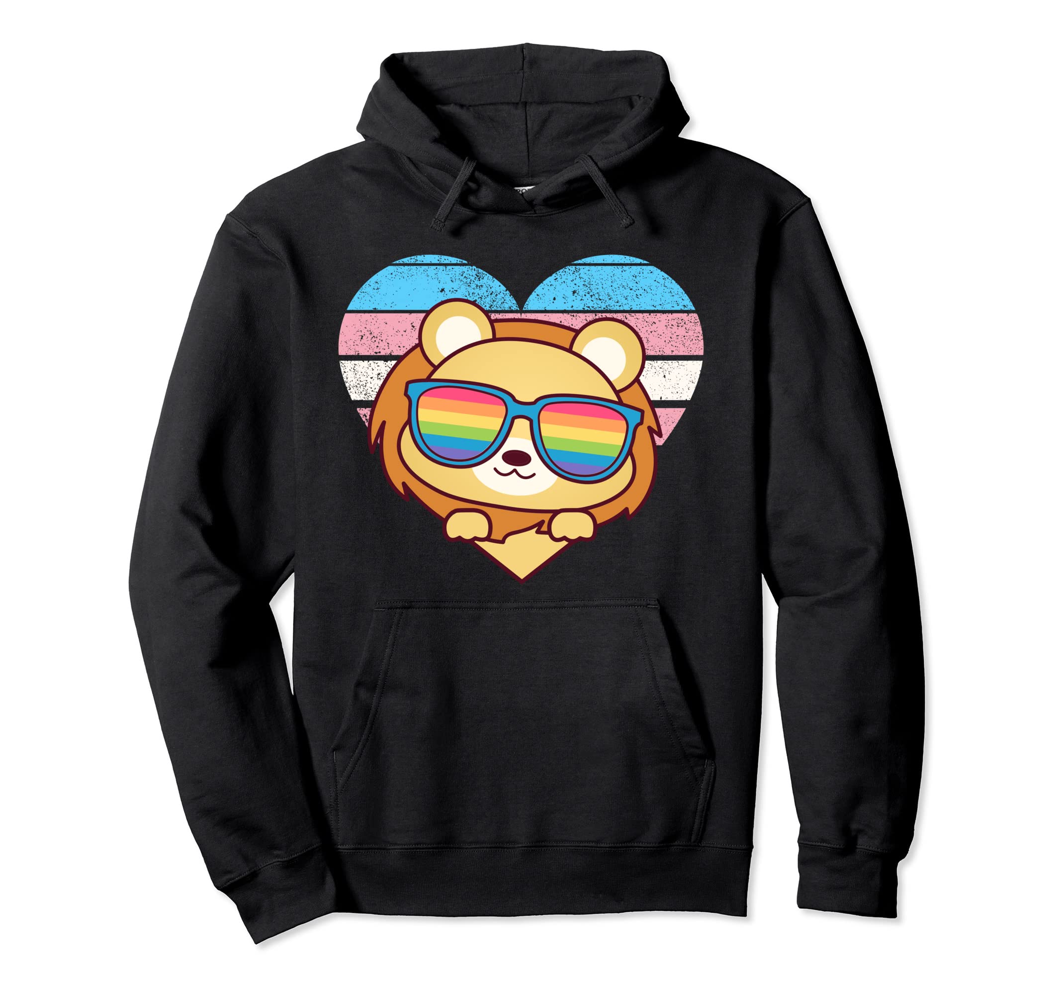 Lion Pride Trans Flag Rainbow Sunglasses Hoodie - Unique Graphic Men Women