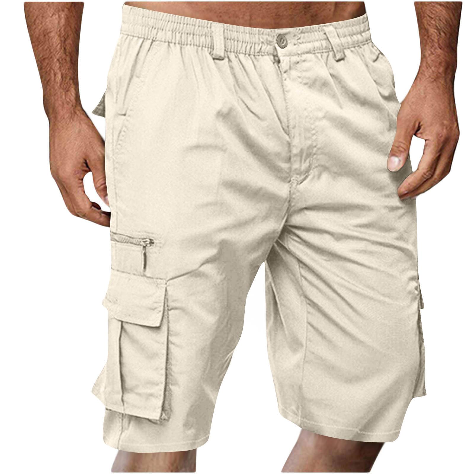 SMIDOW Cargo Shorts for Men - Big and Tall Casual Summer Elastic Waist Outdoor Work Hiking Cargo Short Pants with Pockets