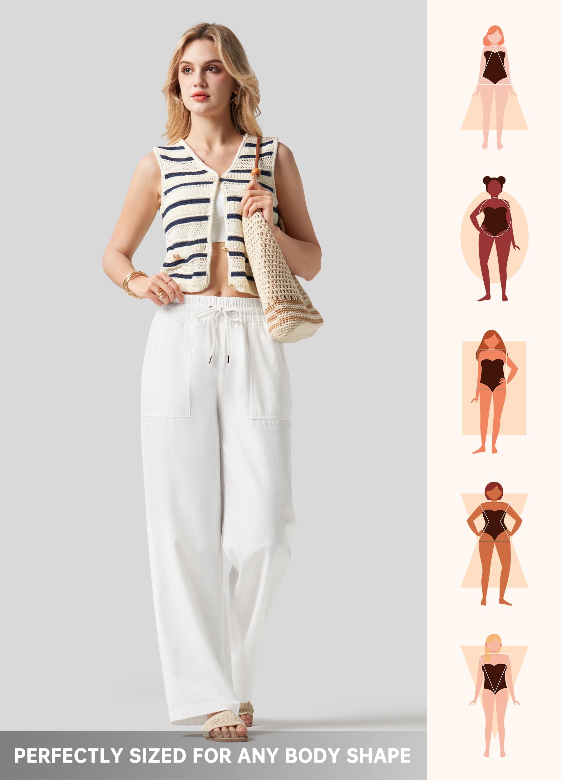 Willit Women Linen Pants Wide Leg Casual Palazzo Pants Cotton Linen Lounge Beach Summer Pants with Pockets 29"/31"/ 33"