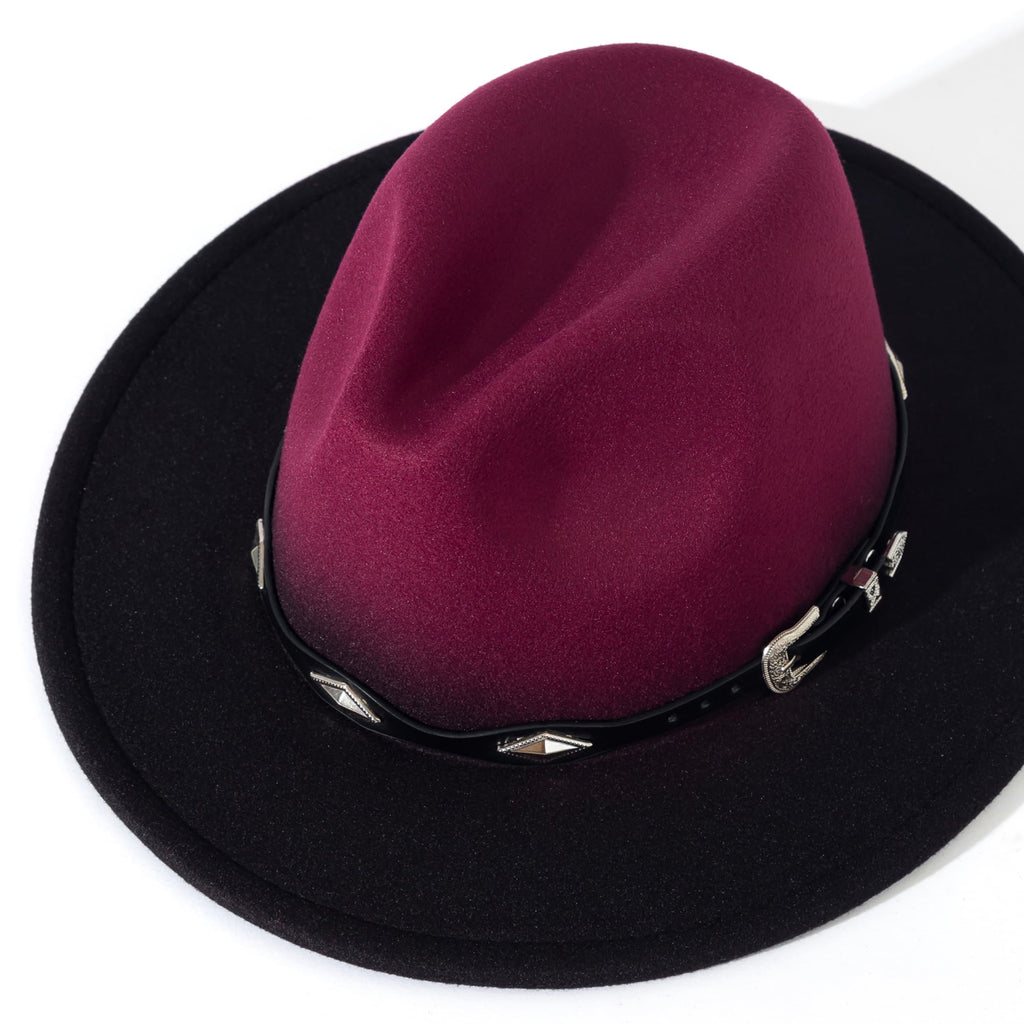 Lisianthus Gradient Color Fedora for Women & Men - Ombre Felt Hat with Classic Belt Buckle