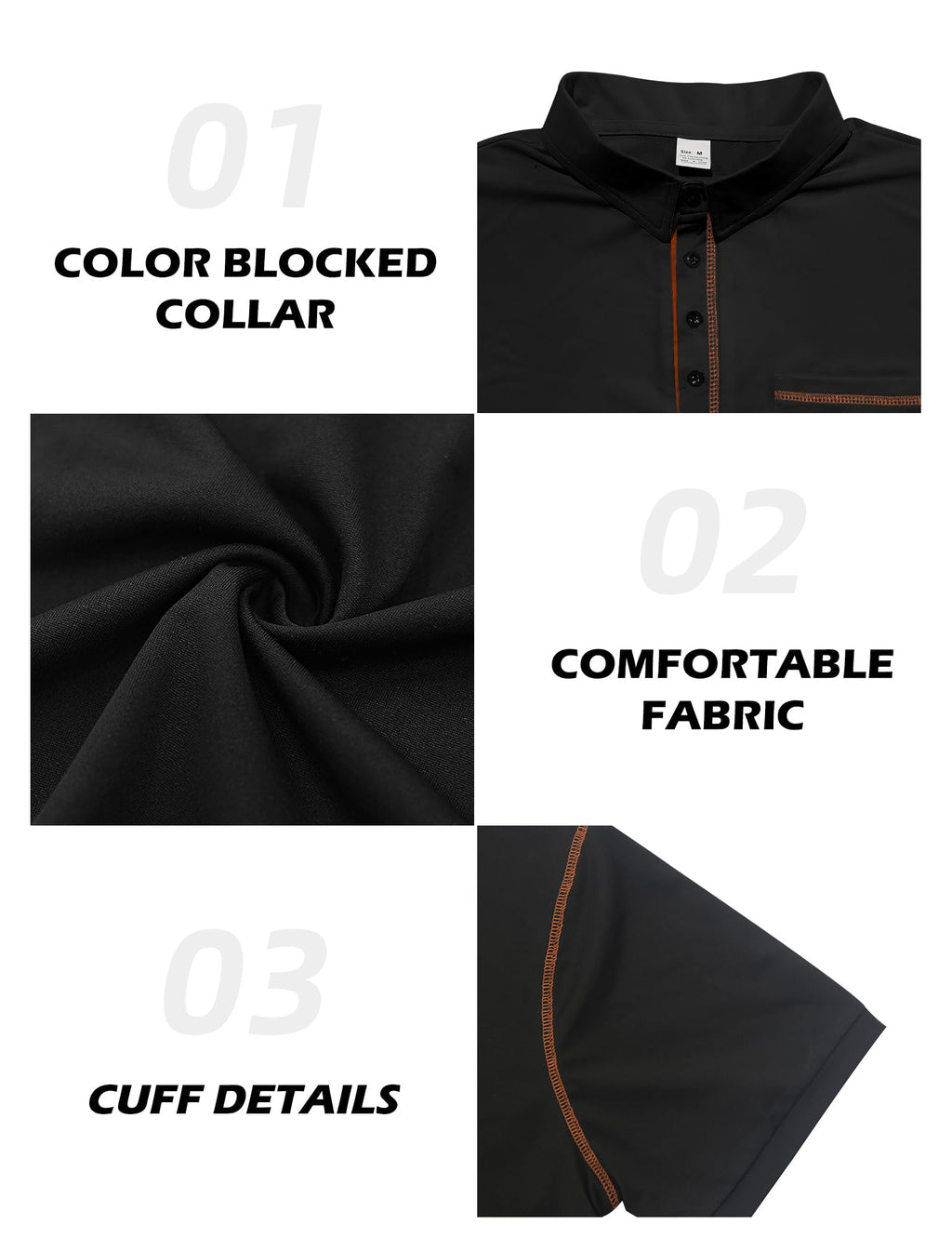 QOSOQ Men's Polo Shirts Short Sleeve Golf Polo T Shirt Lightweight Casual Button Down Shirts Summer Collared with Pocket