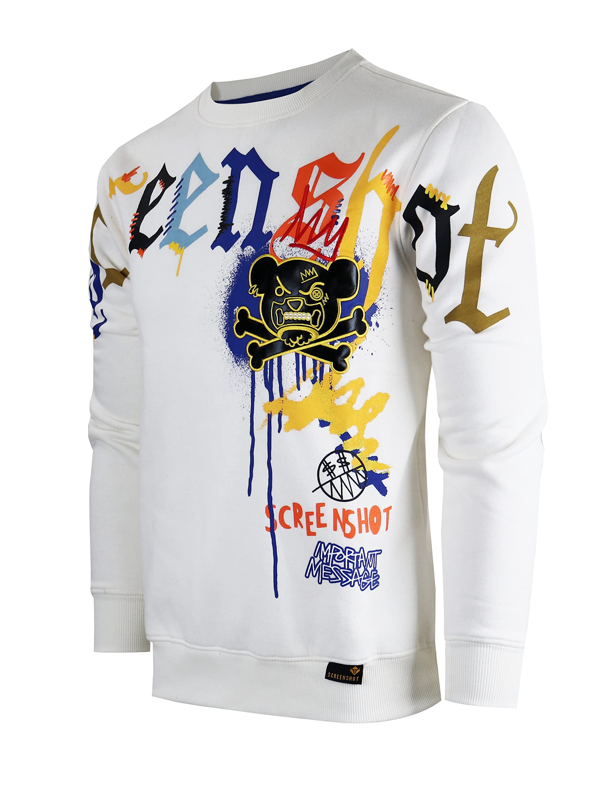 SCREENSHOT Mens Urban NYC Graffiti Hip Hop Fleece Pullover Active Fashion Crew Neck Sweatshirt Top