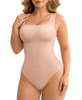 FeelinGirl Bodysuits for Women Seamless Square Neck Tummy Control Compression Thong Shapewear Bodysuit Tank Tops Bodysuit