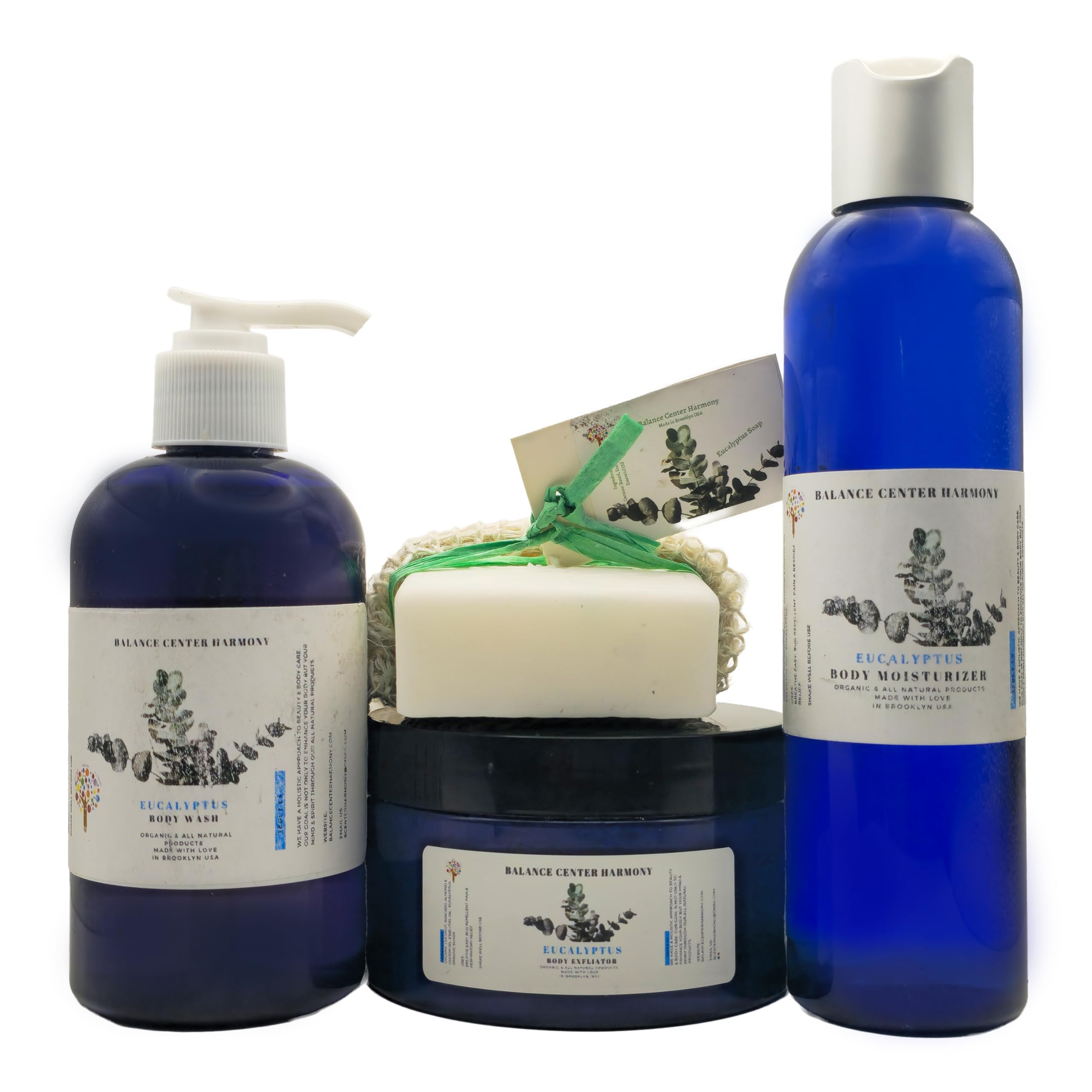 Balance Center Harmony All-Natural Body Care Set – Premium Spa Gift Set for Men & Women – Includes Moisturizer, Exfoliating Scrub, Body Wash & Soap – Organic Self-Care Kit