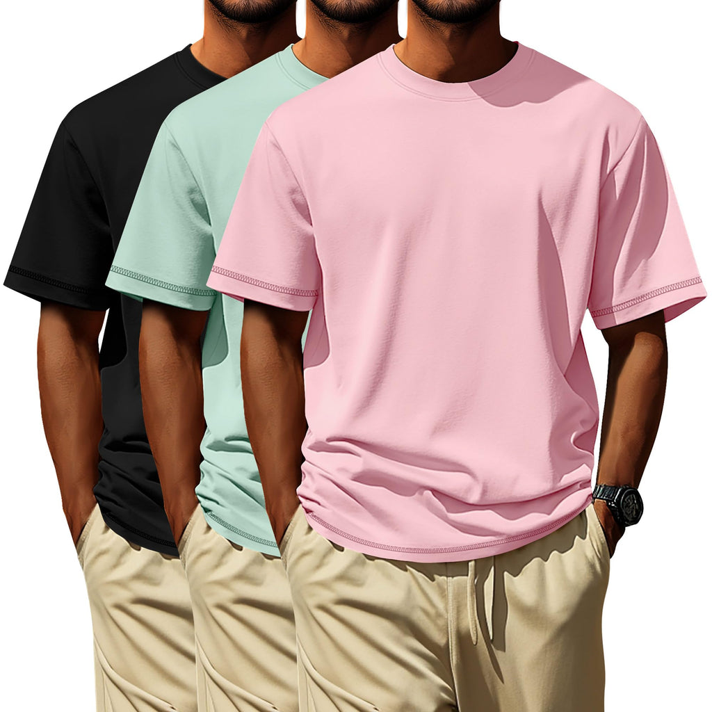 Neer 3 Pack Big and Tall Shirts for Men L-7xl, Short Sleeve Men Crewneck Tops Loose Casual Large T-Shirts Summer Basic Tee
