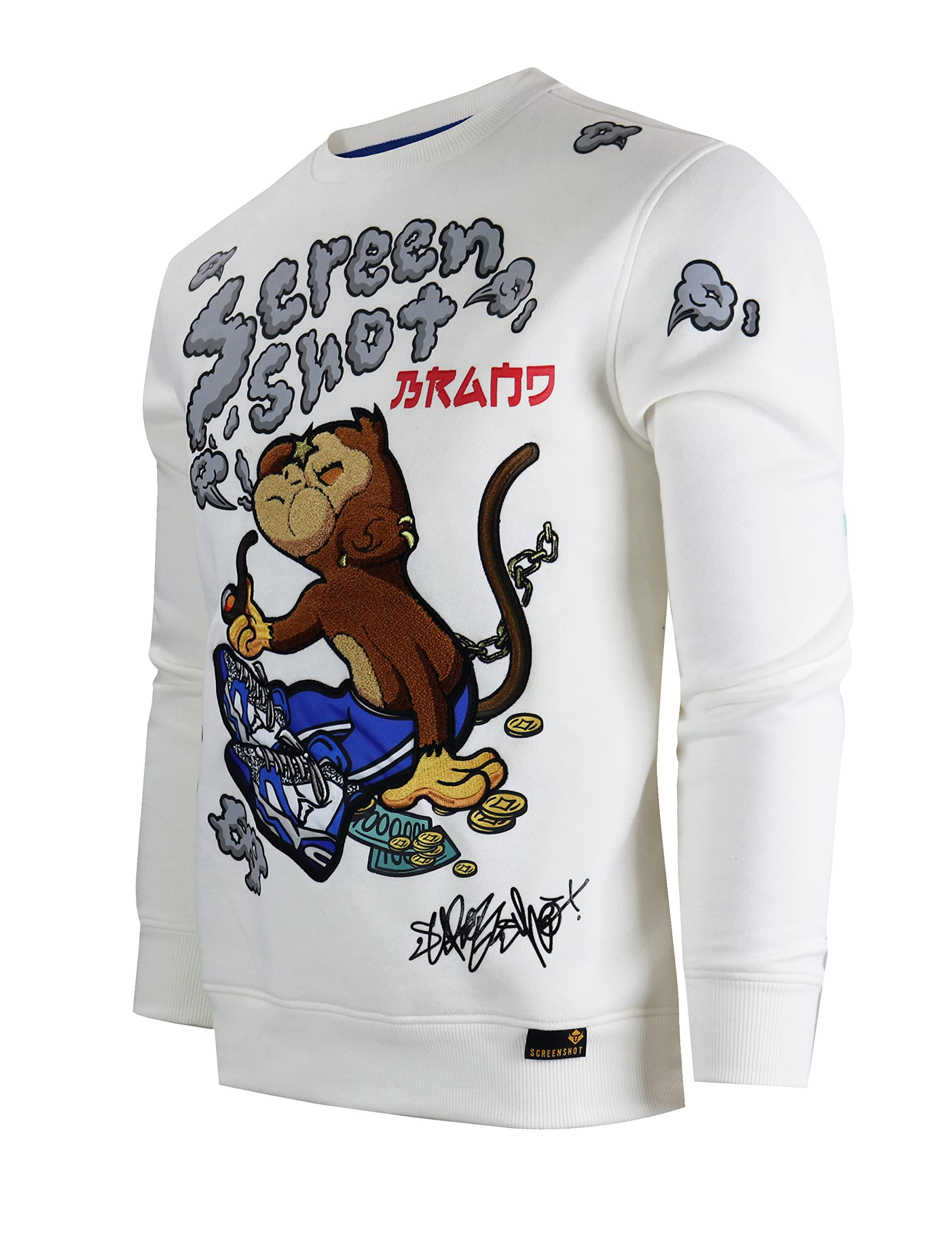 SCREENSHOT Mens Urban NYC Graffiti Hip Hop Fleece Pullover Active Fashion Crew Neck Sweatshirt Top