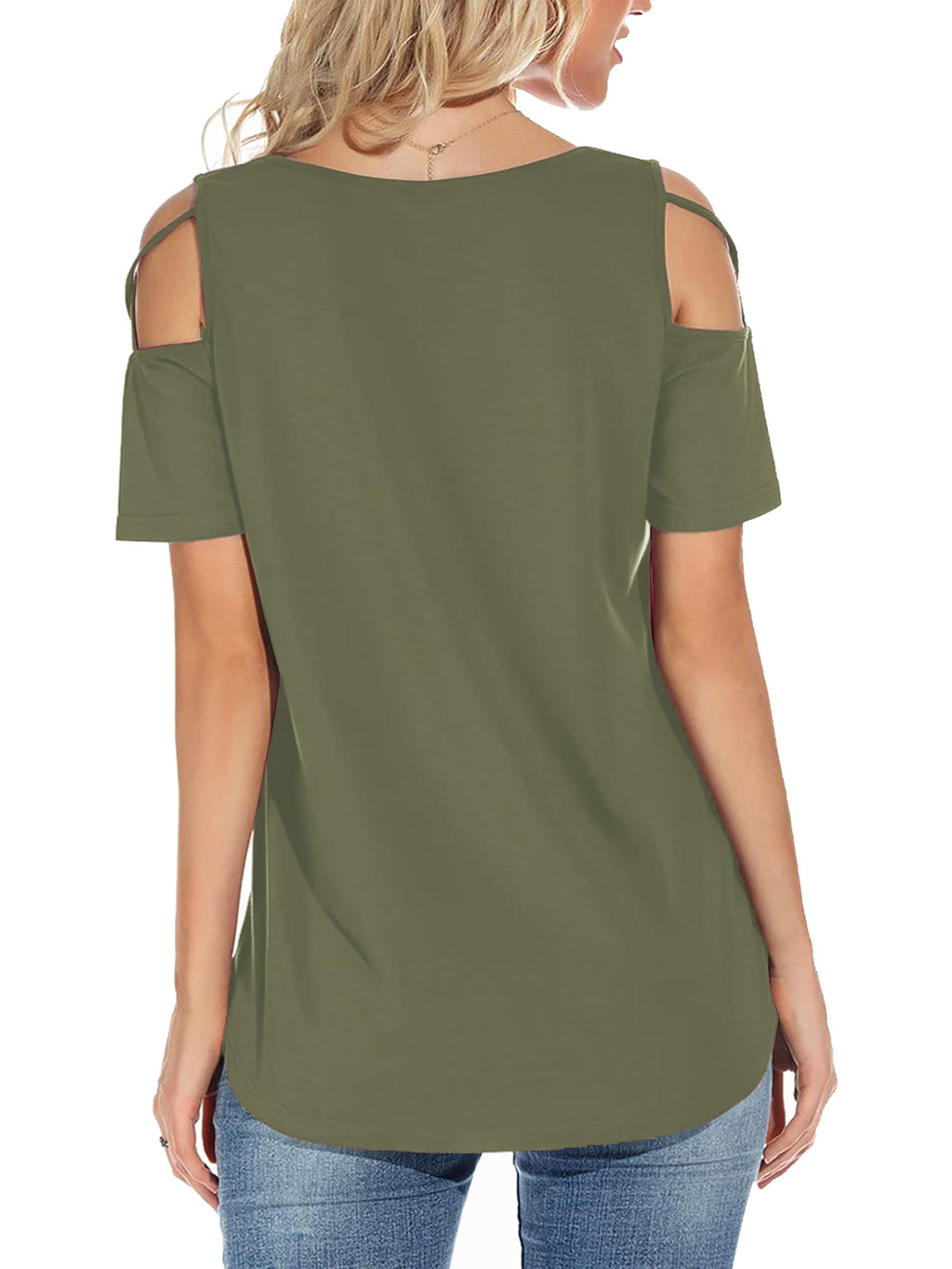 Jar of Love Women's Short Sleeve Cold Shoulder Tops T-Shirts for Women Spring Summer Tops Loose Fit Tunic 2026