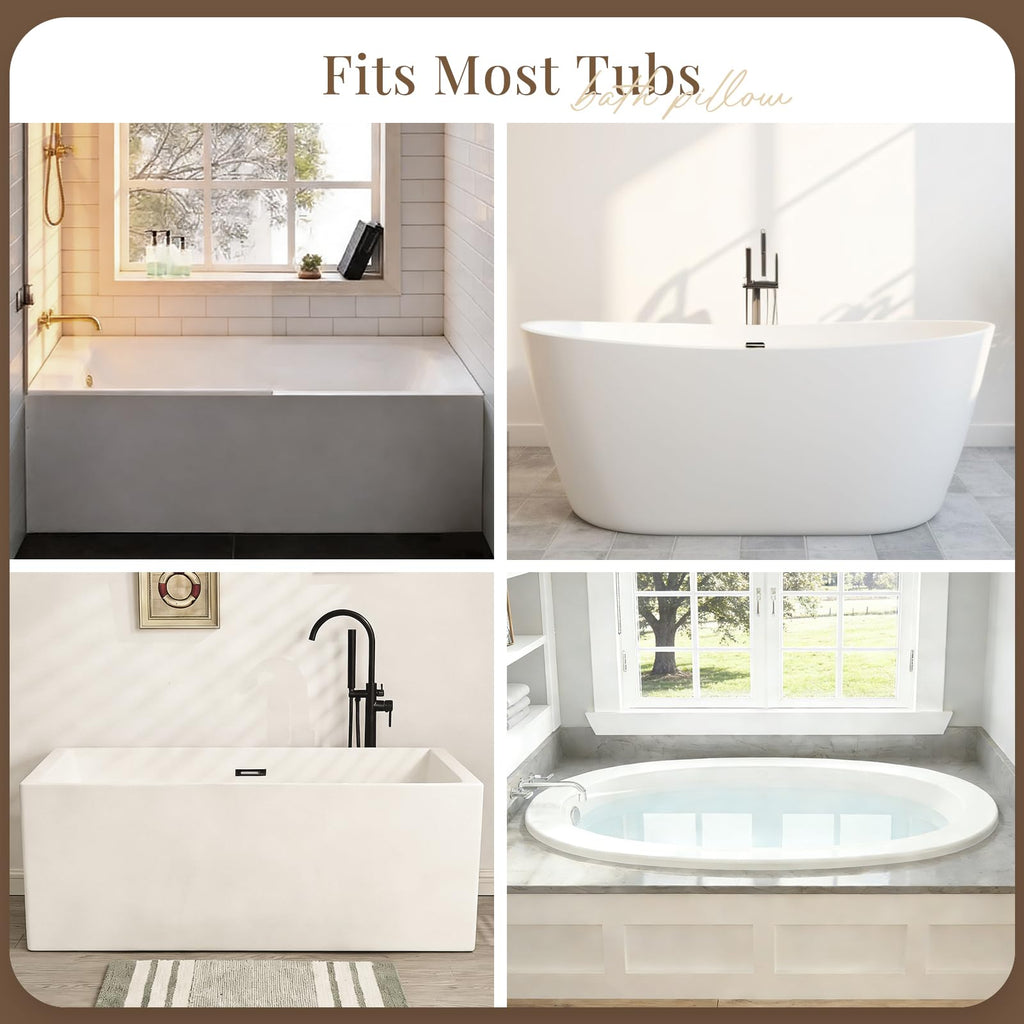 Bath Pillow Bathtub Pillow, Luxury Bath Pillows for Tub Neck and Back Support, Bath Tub Pillow Headrest with Soft 4D Mesh Fabric and Non-Slip Suction Cups, Relaxing Bath Accessories Spa Gifts