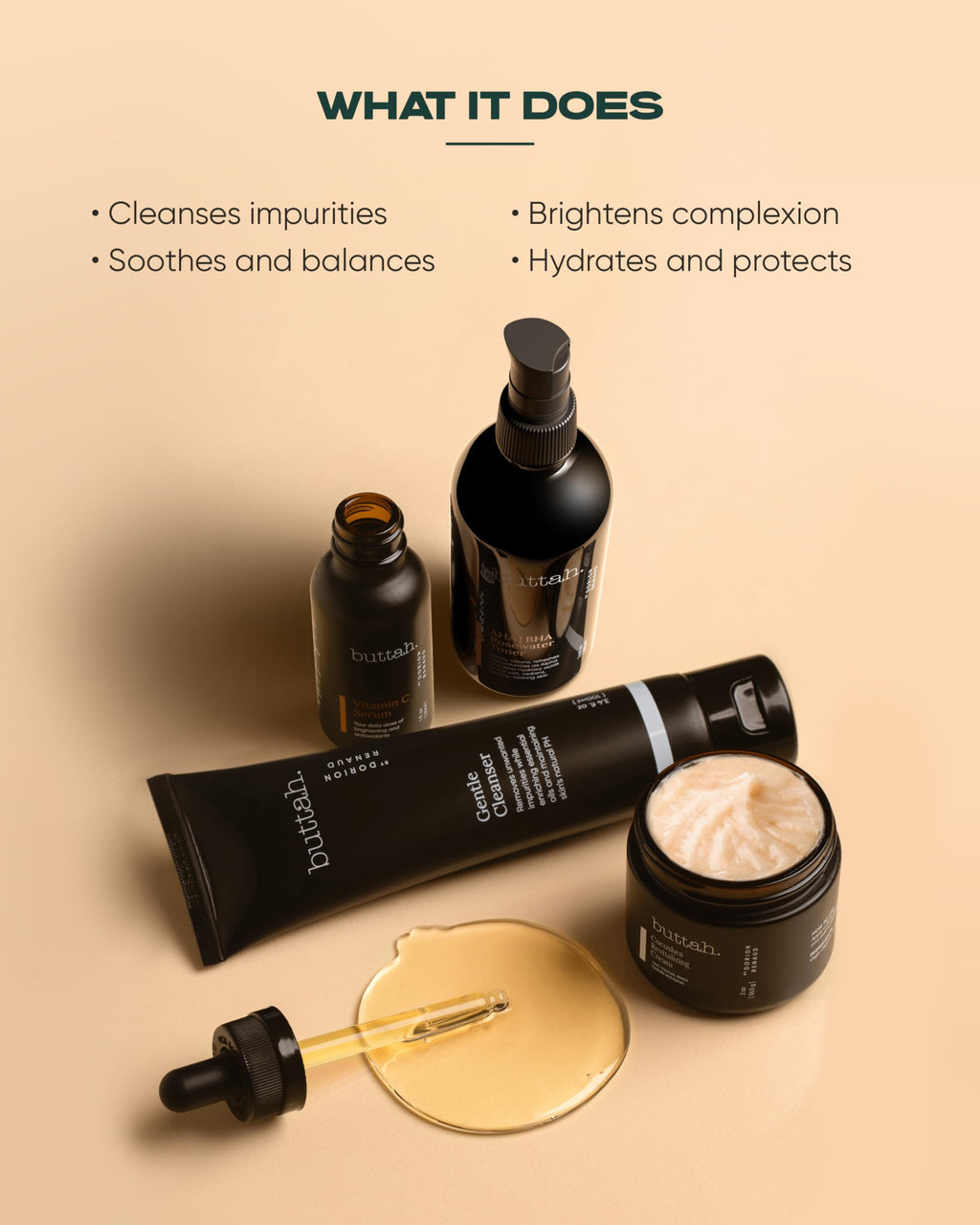 Buttah Skin Supreme Kit for Melanin Rich Skin | Buttah Moistuizer 2 oz | Vitamin C Serum 1 oz | Cleanser 3.4 oz | Rosewater Toner 3.4 oz | Black Owned Skincare