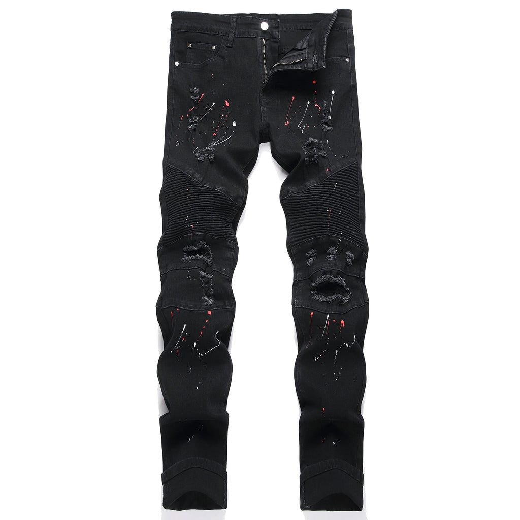 QIMYUM Men's Slim Fit Jeans Ripped Skinny Jeans for Men, Fashion Biker Jeans Stretch Moto Cargo Denim Pants