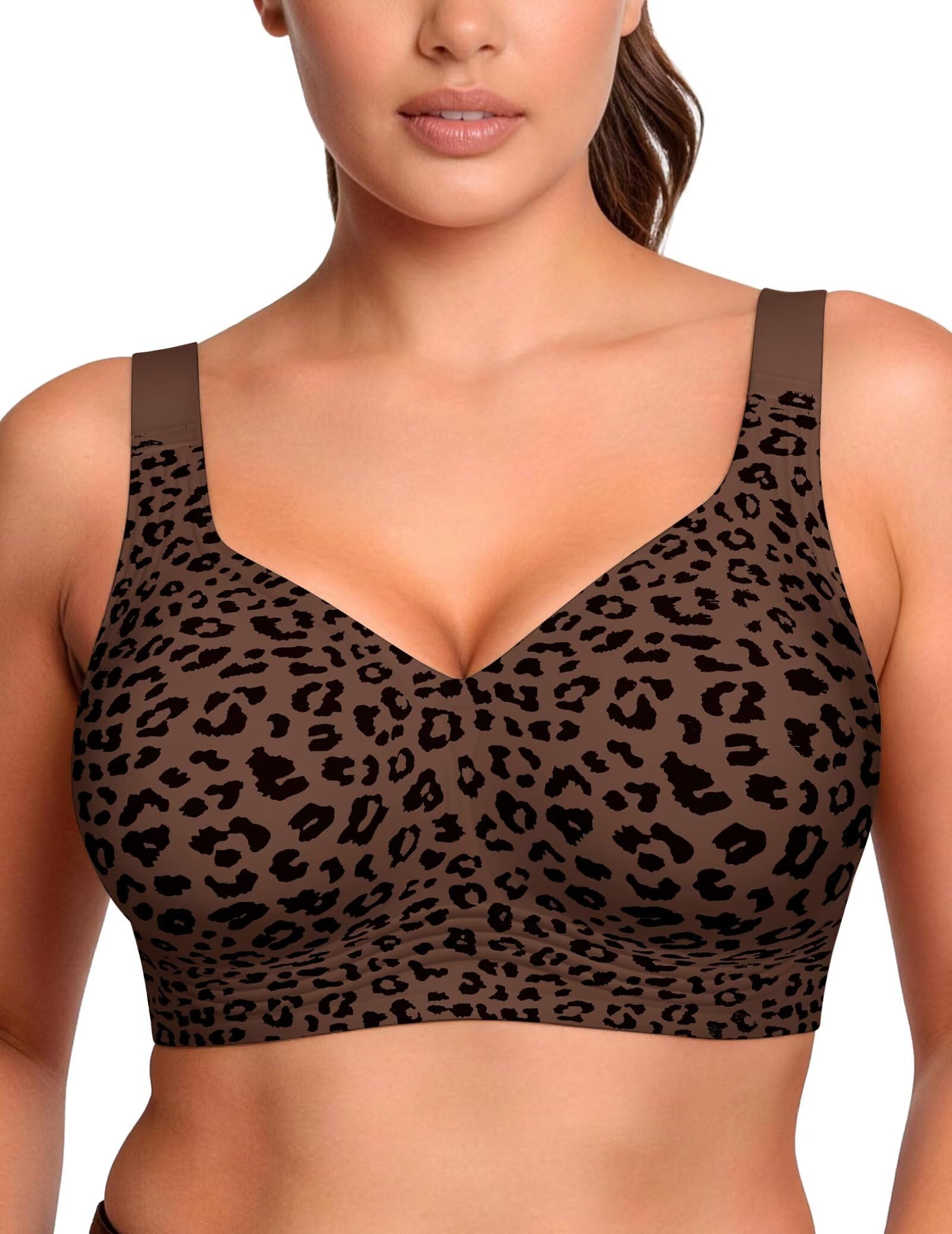 Vertvie Jelly Bras for Women Plus Size Minimizer Soft Wireless Push Up Bra Full Supportive Older Lift Back Coverage Bralette