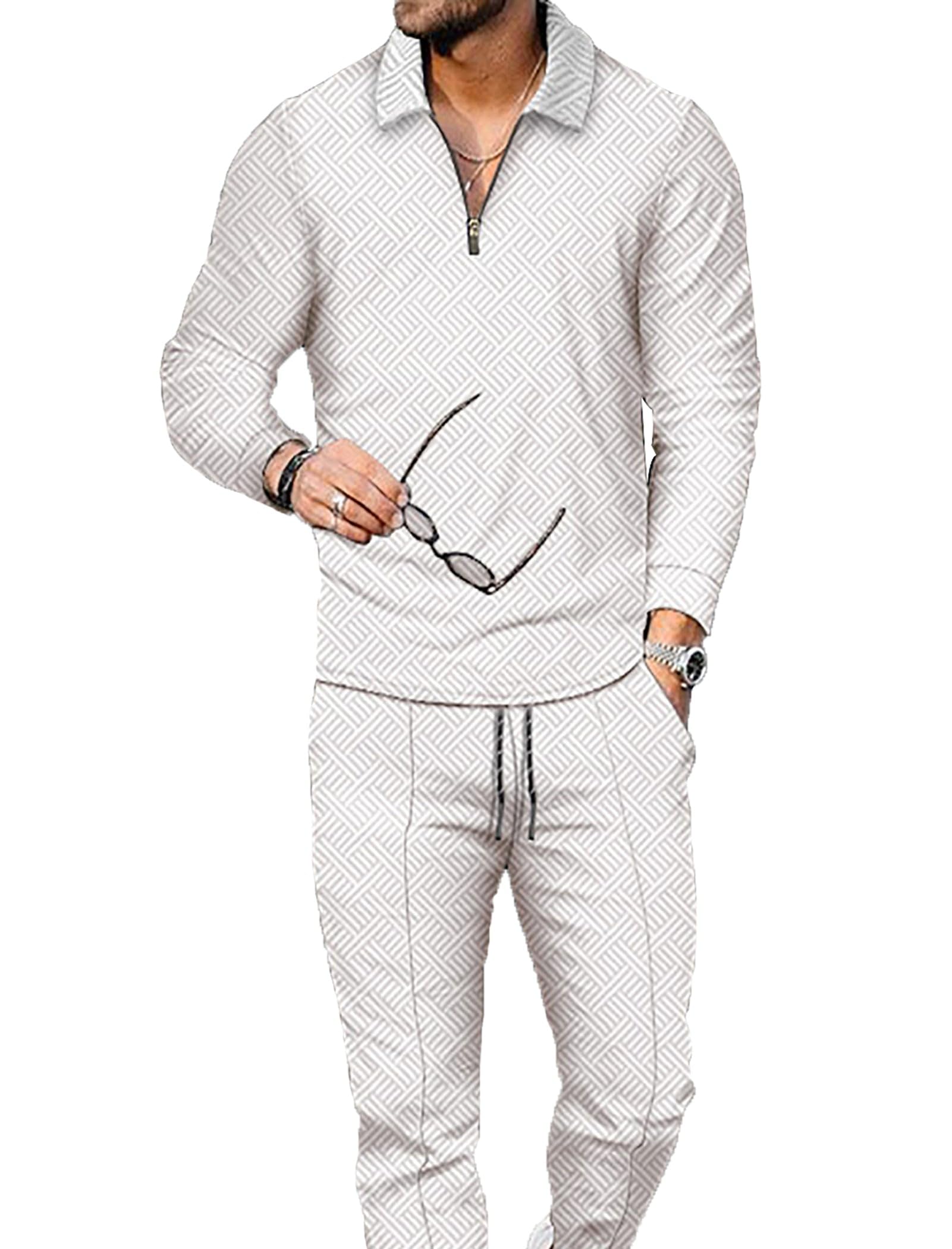 Kubsid Mens Tracksuit Set 2 Piece Long Sleeve Polo Shirt and Pants Jogging Sweatsuits Sets Casual Fashion Vacation Outfits