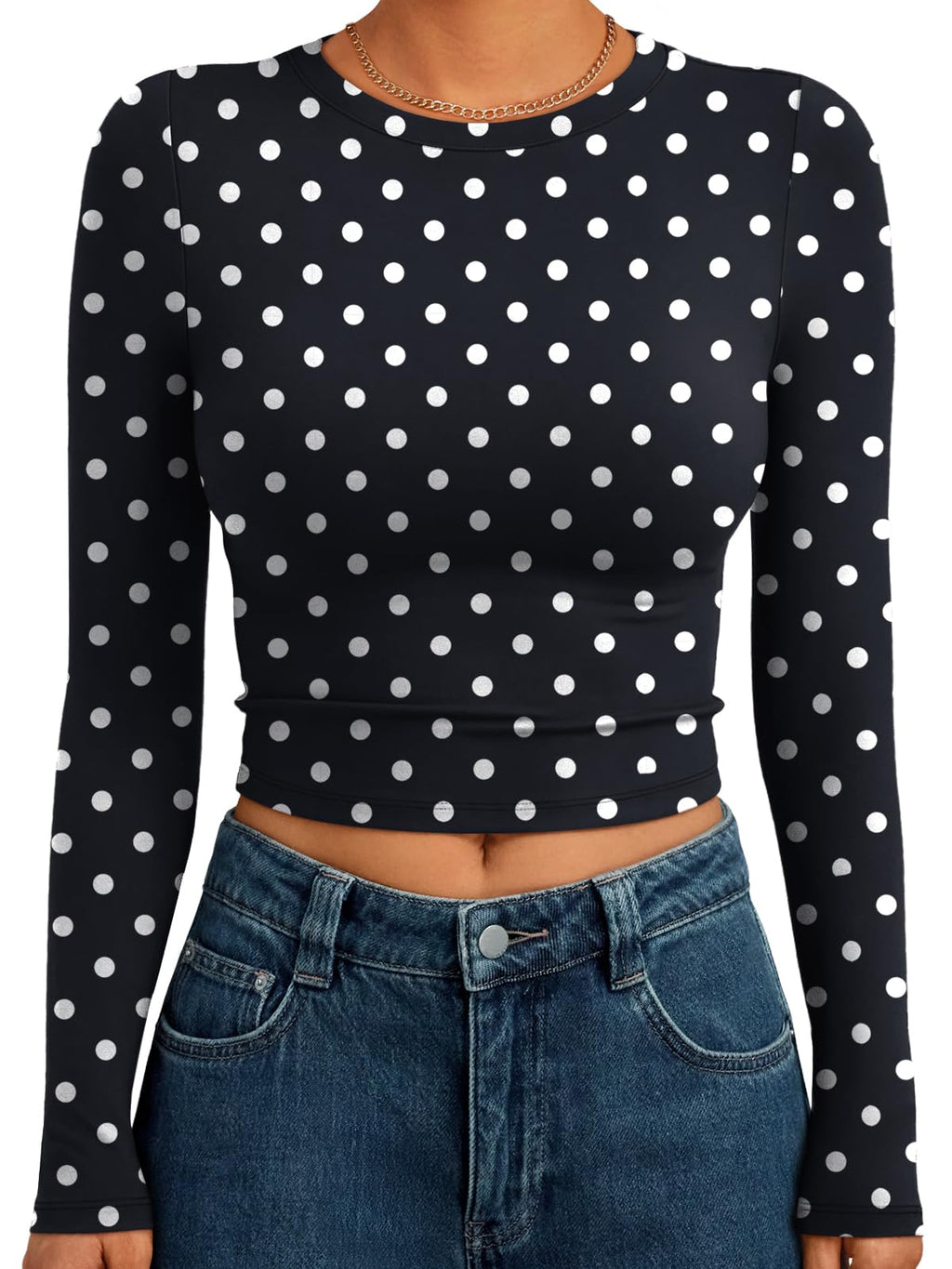 Trendy Queen Womens Long Sleeve Crop Tops Basic Slim Fitted Shirts Spring Fashion Outfits 2026 Teen Girl Clothes