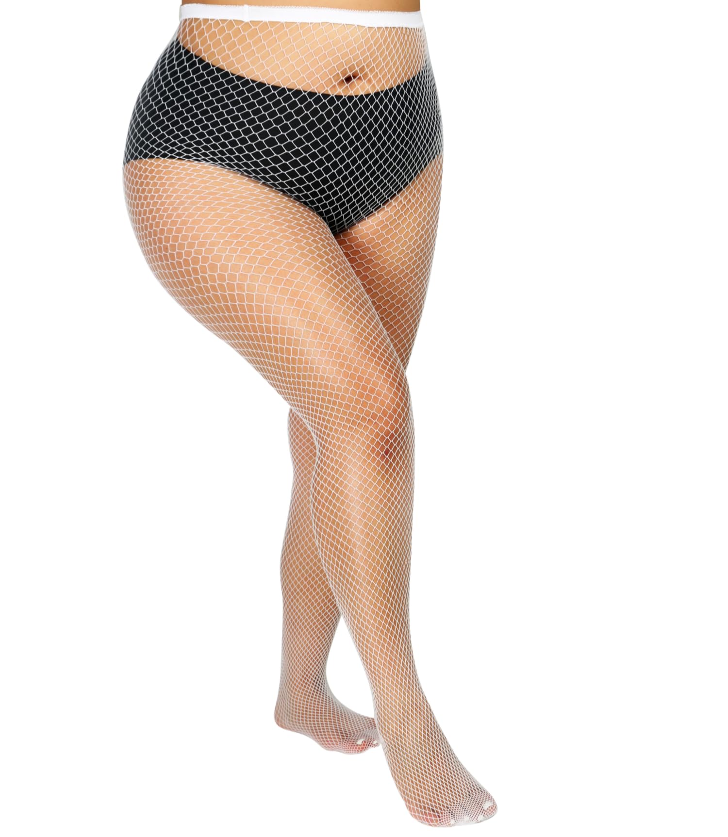 ANNTXL Plus Size Fishnet Tights Mesh Stockings Woman's Pantyhose Hosiery High Waist-Medium Mesh